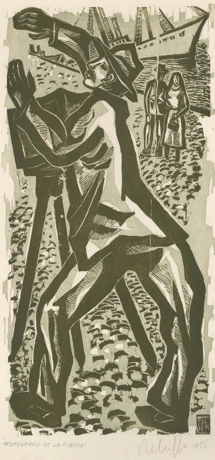 Victor Rebuffo (1903 1983) Mid 20th Century Woodcut, Fotógrafo De La Ribera photo furniture