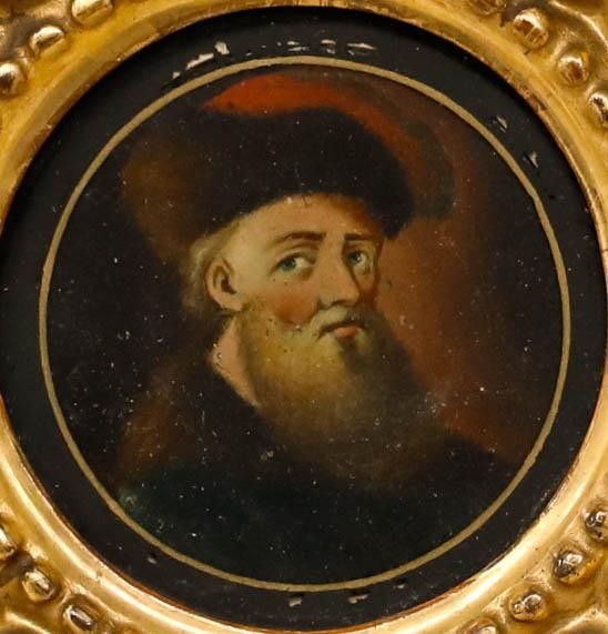 Miniature 19th Century Oil A Bearded Clerk photo furniture