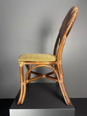 Set Of 10 Pencil Reed Rattan Bamboo Palm Leaf Dining Chairs, Vivai Del Sud photo vintage