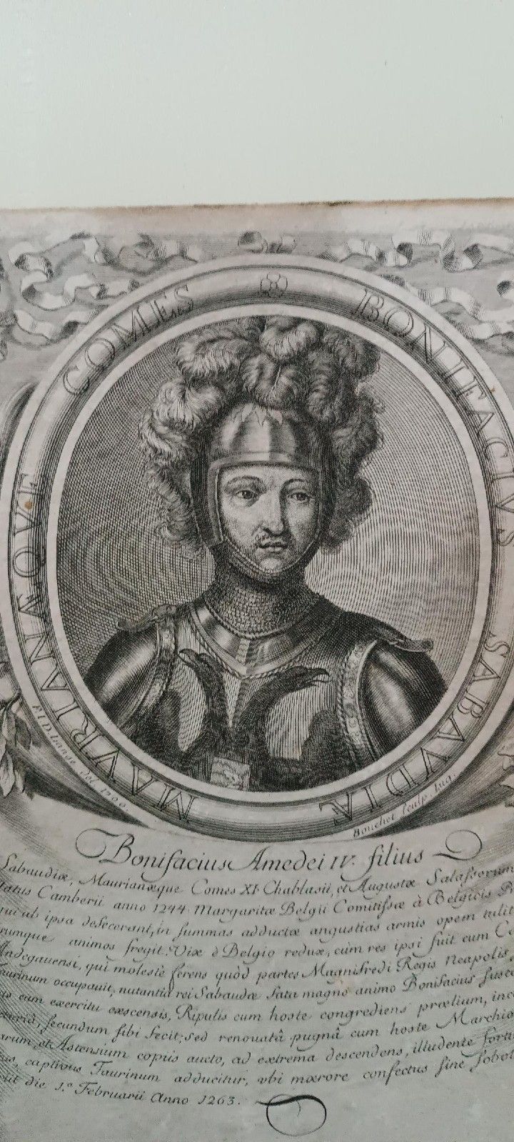 Etching 1700 "Boniface 1st Of Savoy" Pierre Giffart Engraver Savoy Series photo for sale