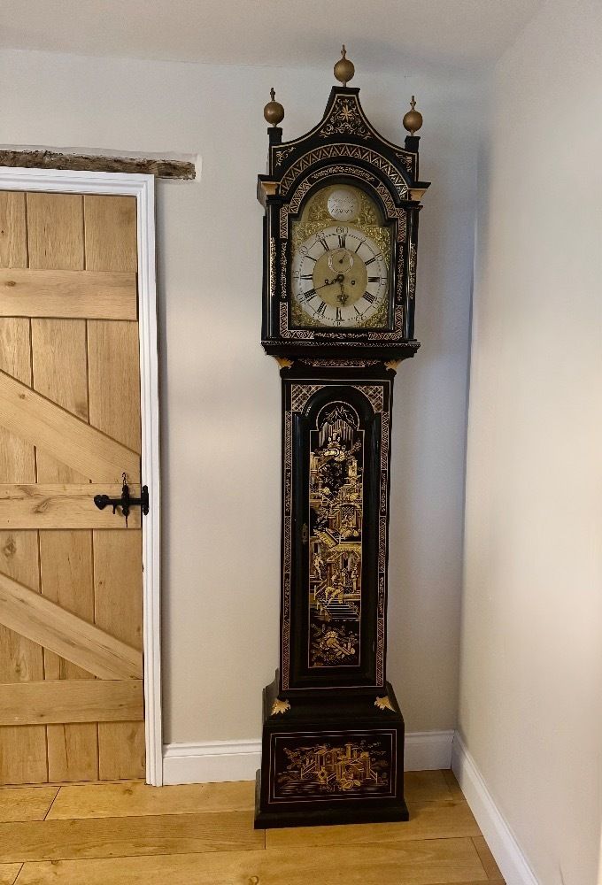 Fantastic Quality Antique George III Lacquered And Chinoiserie Longcase Clock photo vinterior