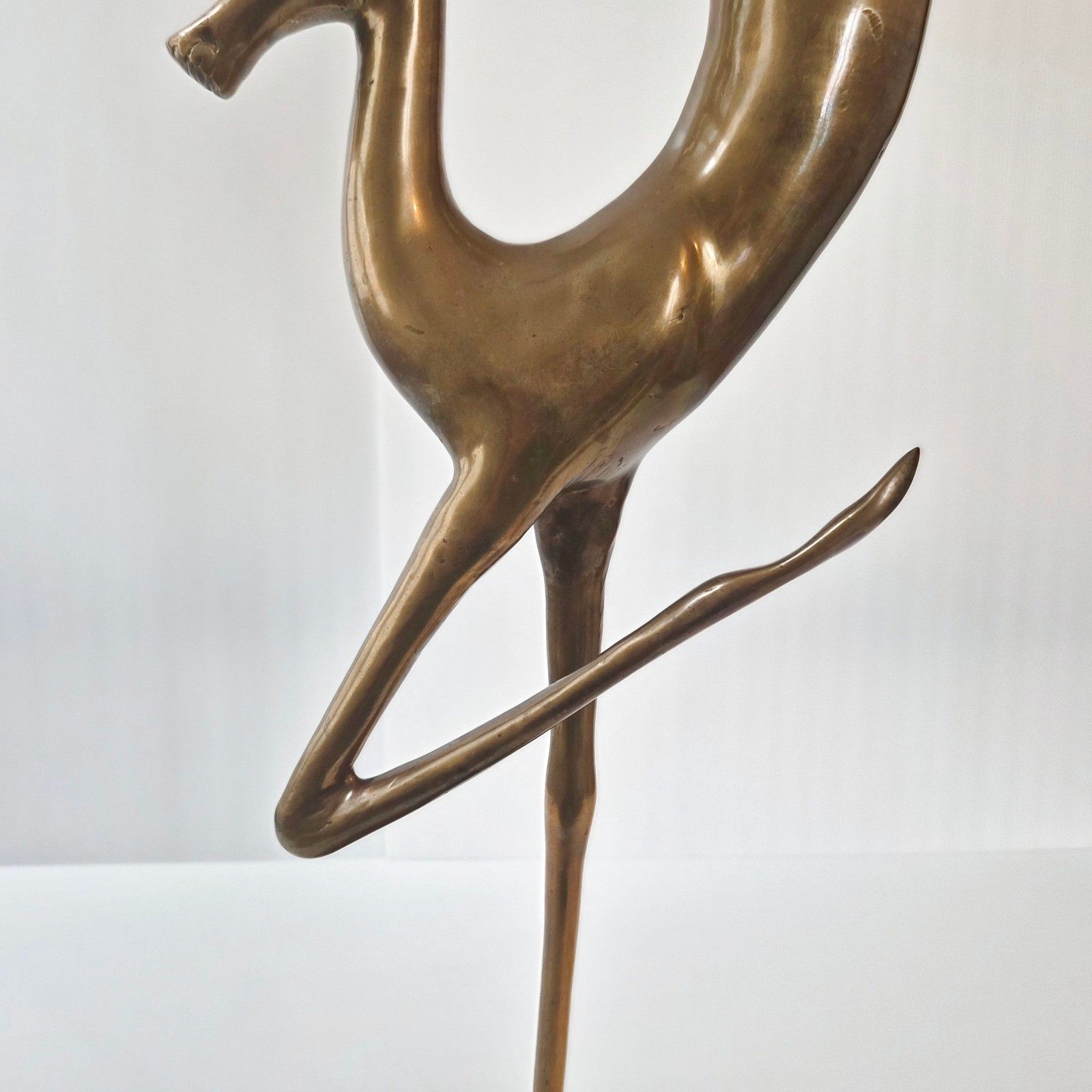 Vintage 1970s Gold Brass Sculpture Giant Deer Antelope Gazelle 103cm Tall photo Art