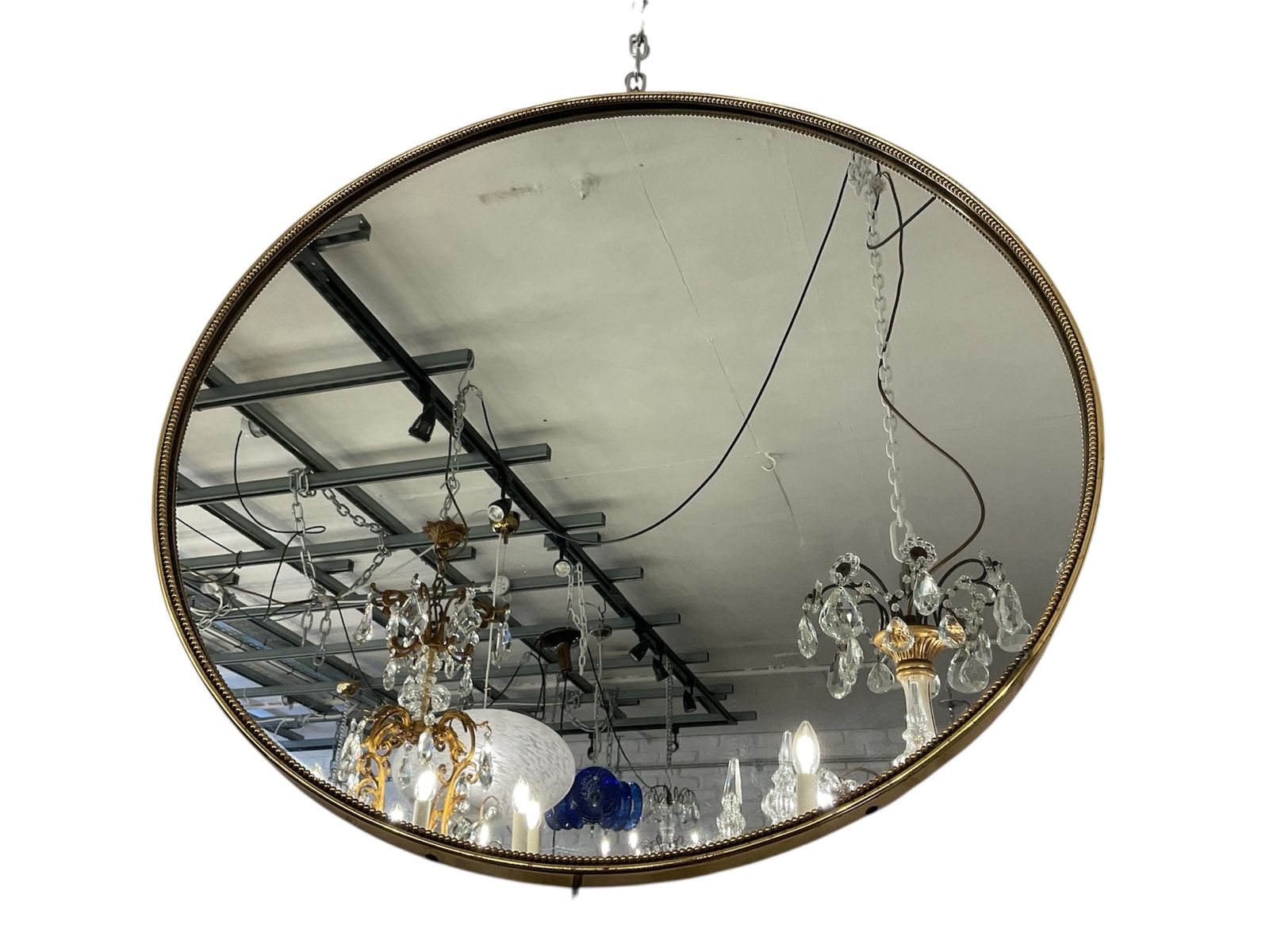 Italian Round Brass Frame 1950’s Mirror By Paolo Buffa photo furniture
