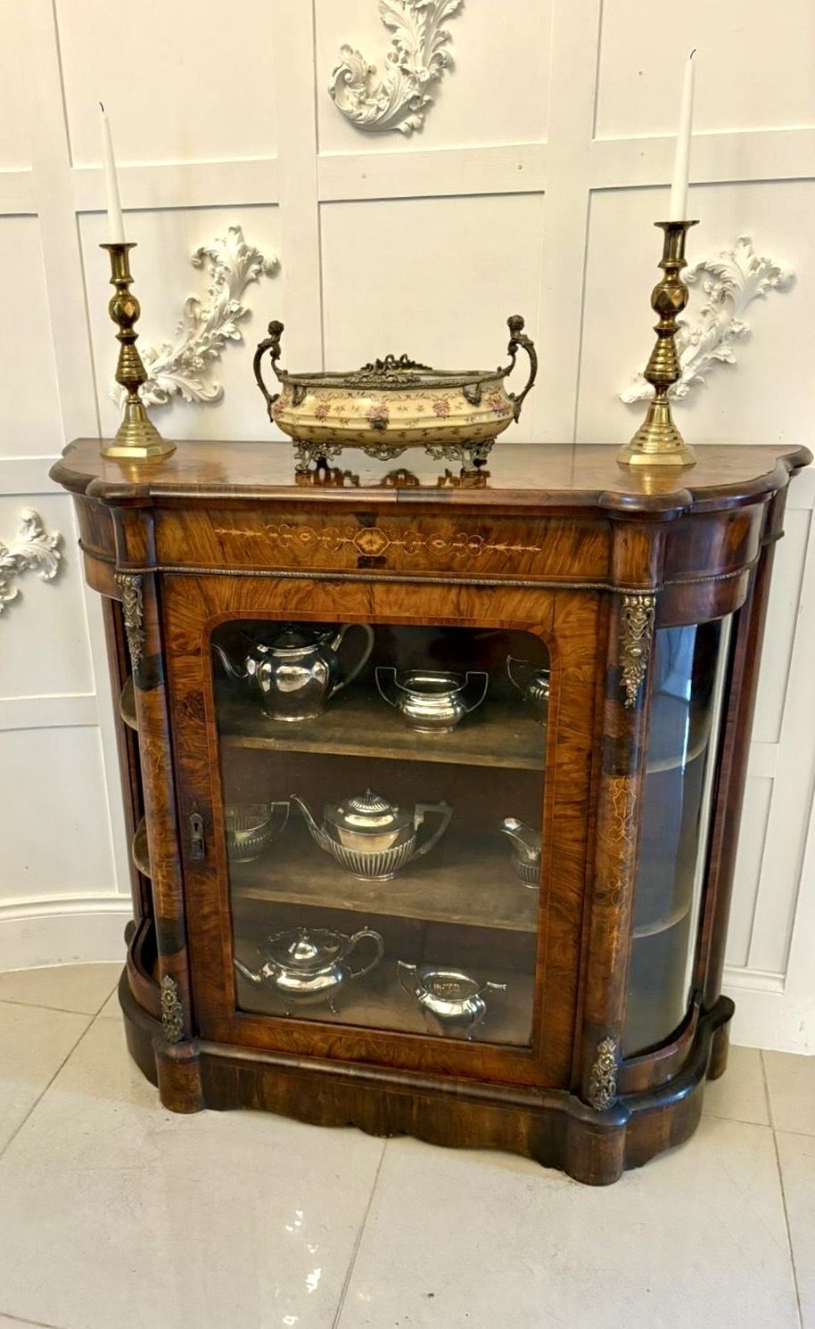 Antique 19th Century Quality Burr Walnut Satinwood Inlaid Side Cabinet photo furniture