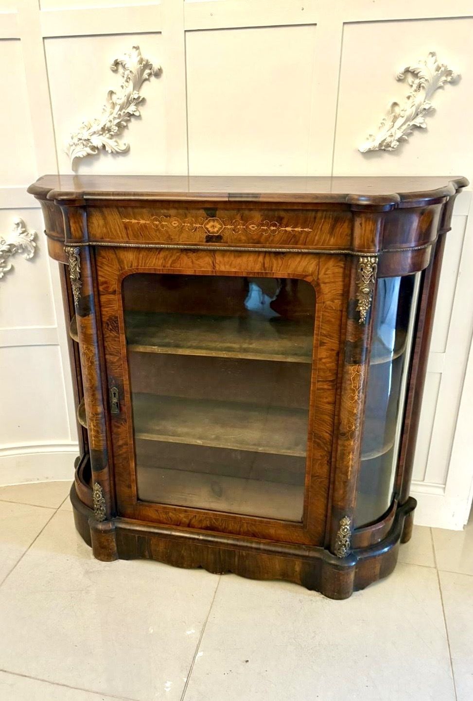 Antique 19th Century Quality Burr Walnut Satinwood Inlaid Side Cabinet