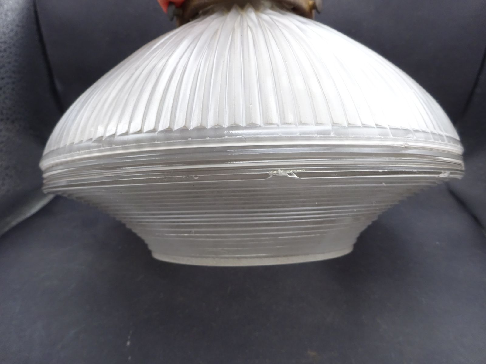 180.0 1920s Holophane Refractor Shade 2110 With Gallery (As Found) photo