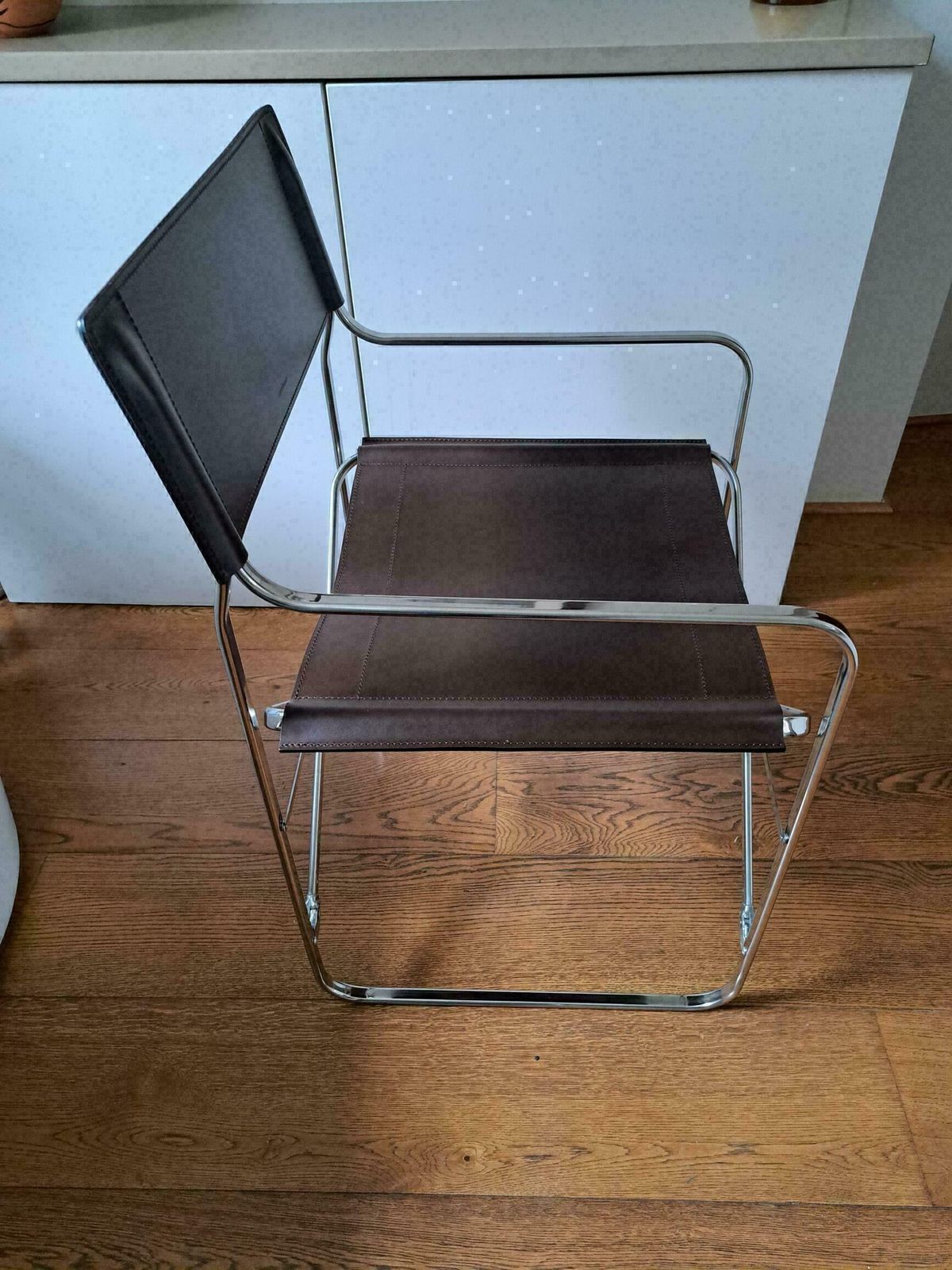 Zanotta "April" Leather Folding Chairs, Designed By Gae Aulenti In 1964 , Italian Directors/Dining. Only 2 Chairs Now Available. photo for sale