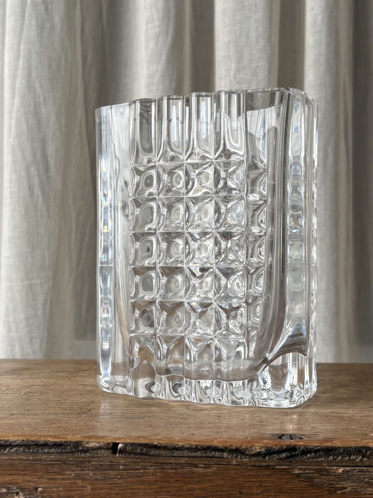 Brutalist Crystal Vase By Bengt Edenfalk For Royal Krona Sweden 1972