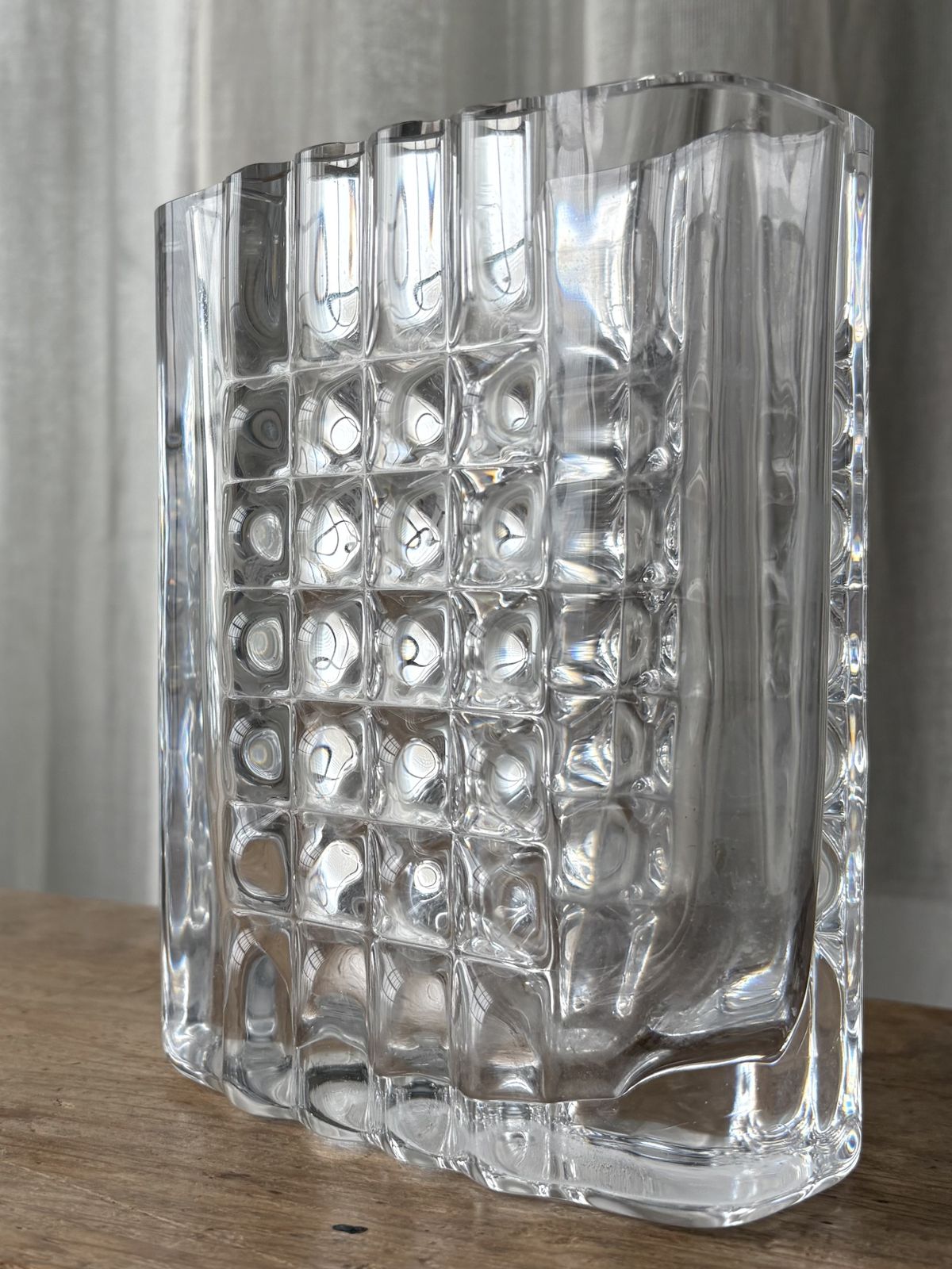 Brutalist Crystal Vase By Bengt Edenfalk For Royal Krona Sweden 1972 photo for sale