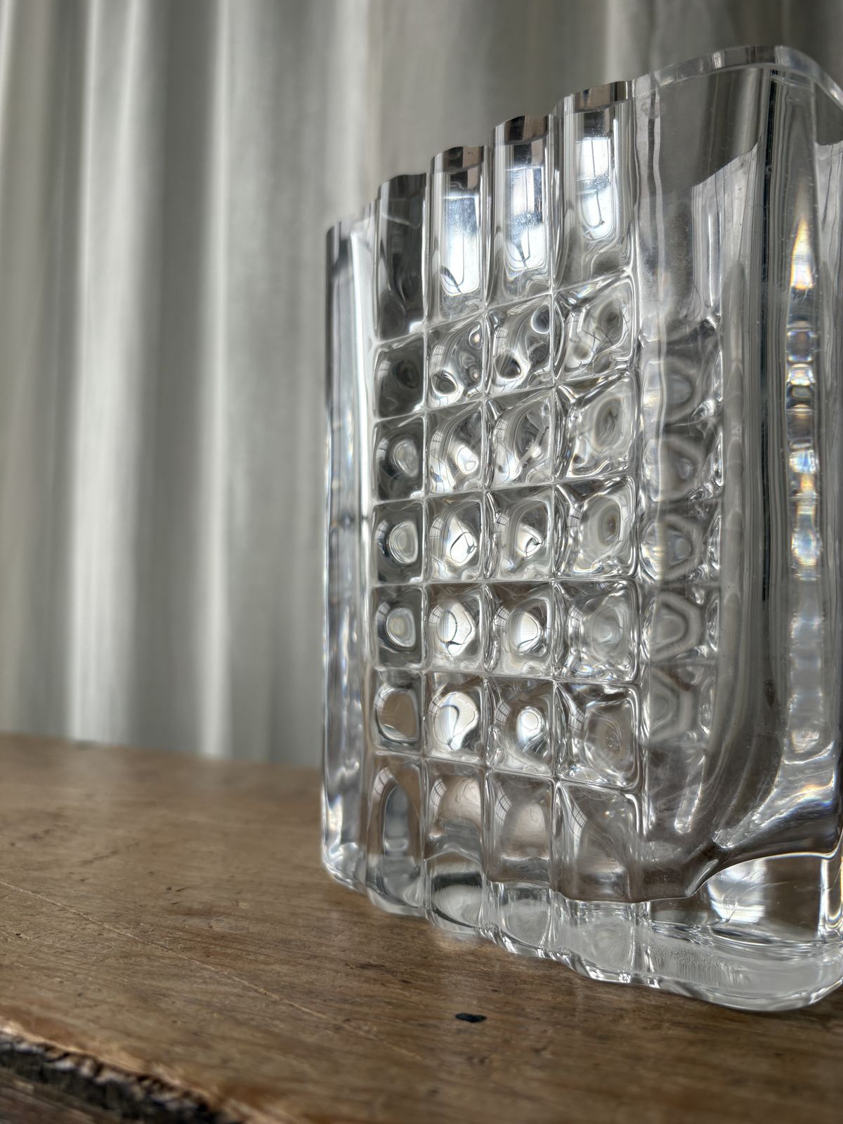 Brutalist Crystal Vase By Bengt Edenfalk For Royal Krona Sweden 1972 photo 80.0