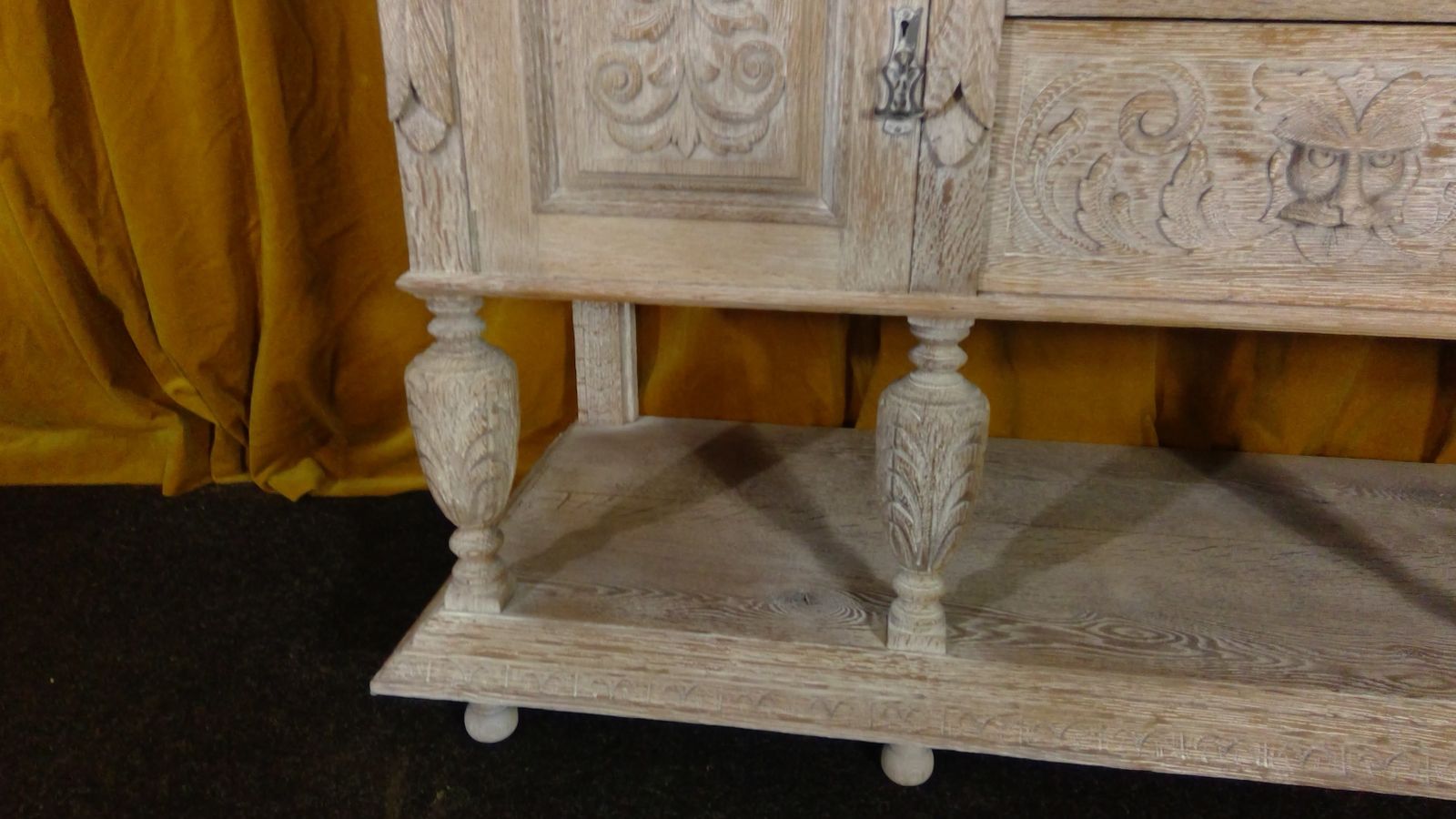 A Finely Carved Oak(cerused) Limed Dresser Base Sideboard photo for sale