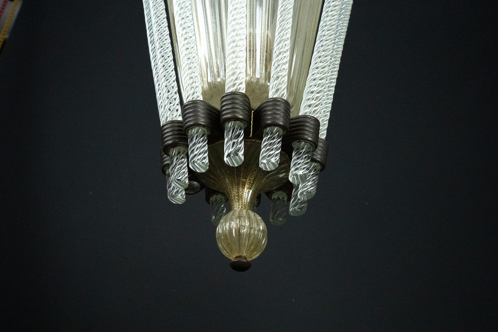 Rare Art Deco Murano Glass Chandelier By Archimede Seguso, Italy, 1930s photo for sale