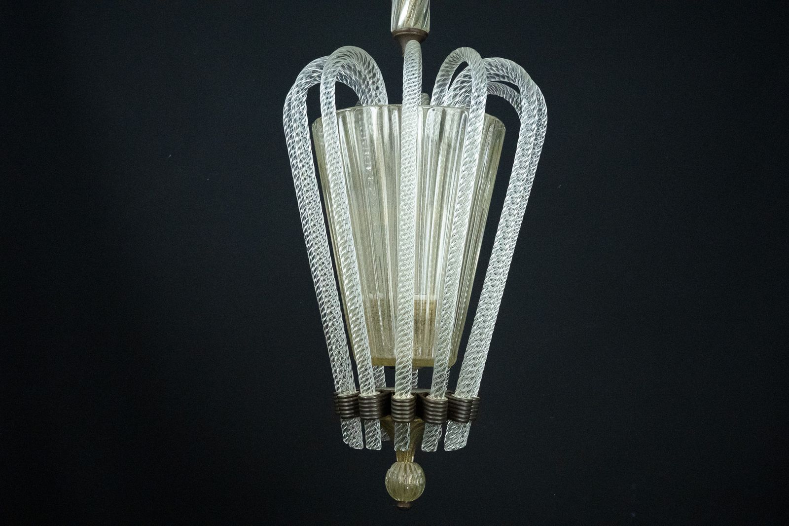 photo for sale Rare Art Deco Murano Glass Chandelier By Archimede Seguso, Italy, 1930s
