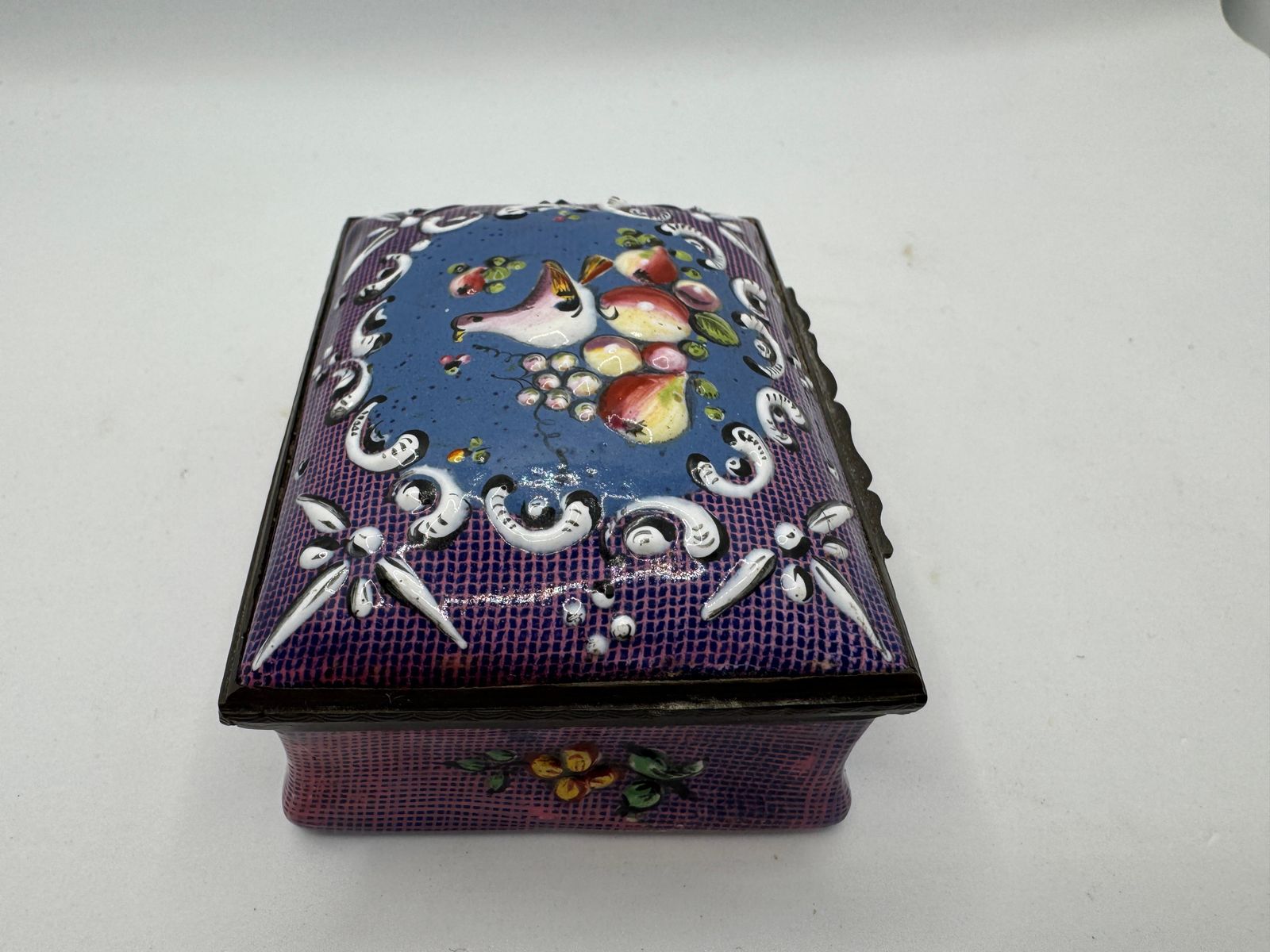 18th Century Bilston Enamel Rectangular Patch / Snuff Box Circa 1775 photo Home Decor