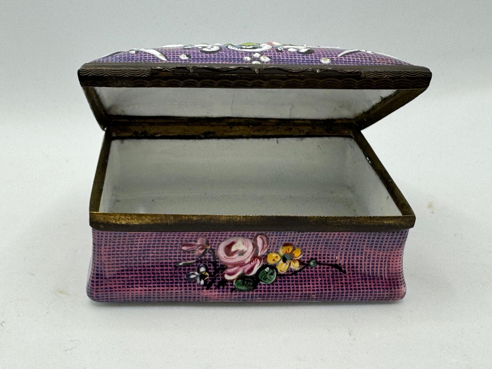 18th Century Bilston Enamel Rectangular Patch / Snuff Box Circa 1775 photo 1000.0