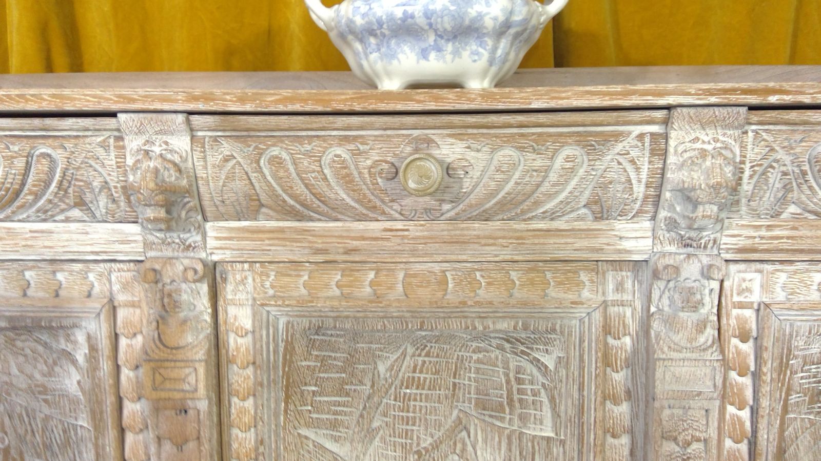 A Finely Carved Limed Oak(cerused) Impressive Sideboard,With Bruegel And Teniers Panels photo vinterior