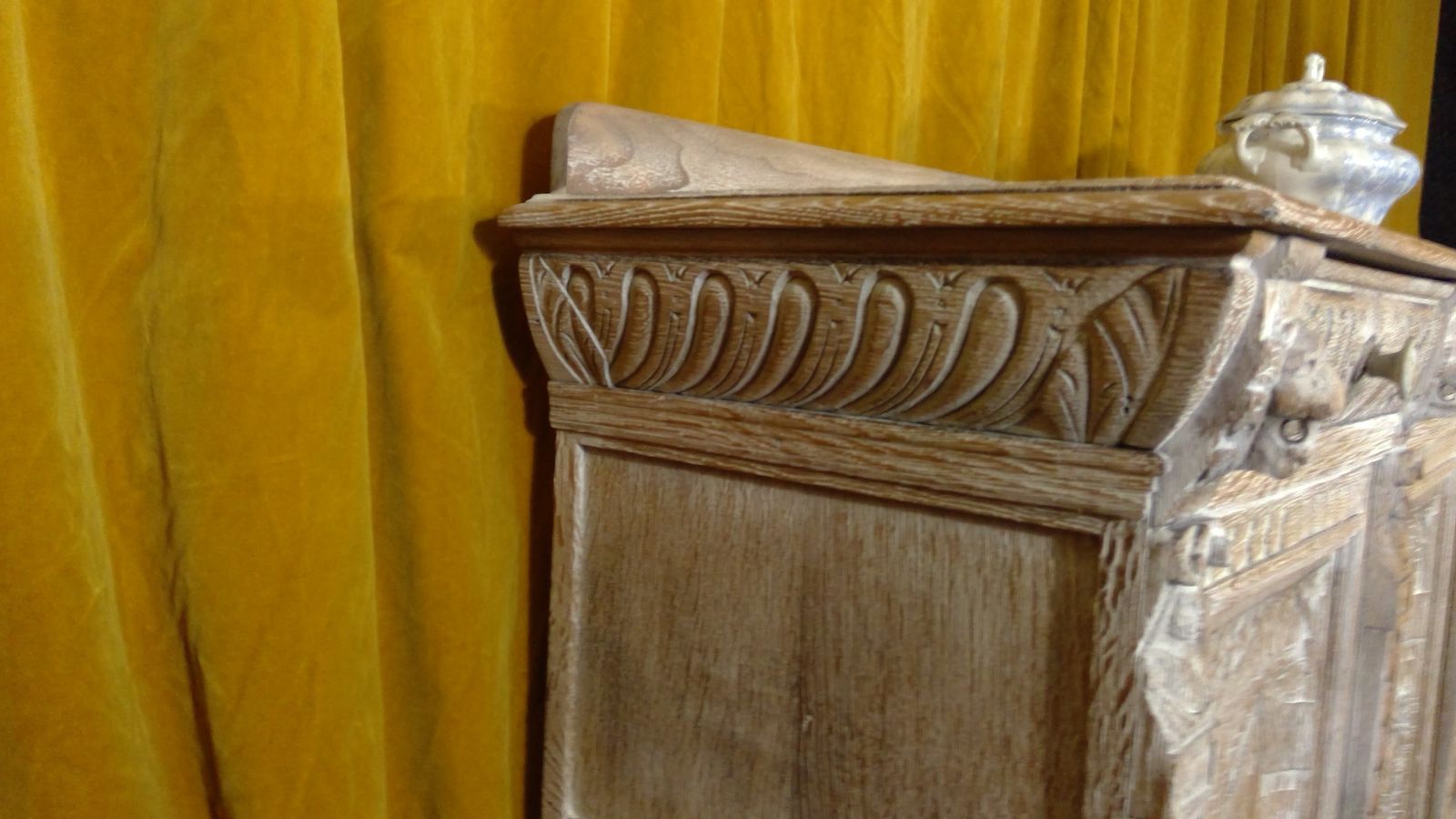 A Finely Carved Limed Oak(cerused) Impressive Sideboard,With Bruegel And Teniers Panels photo vintage