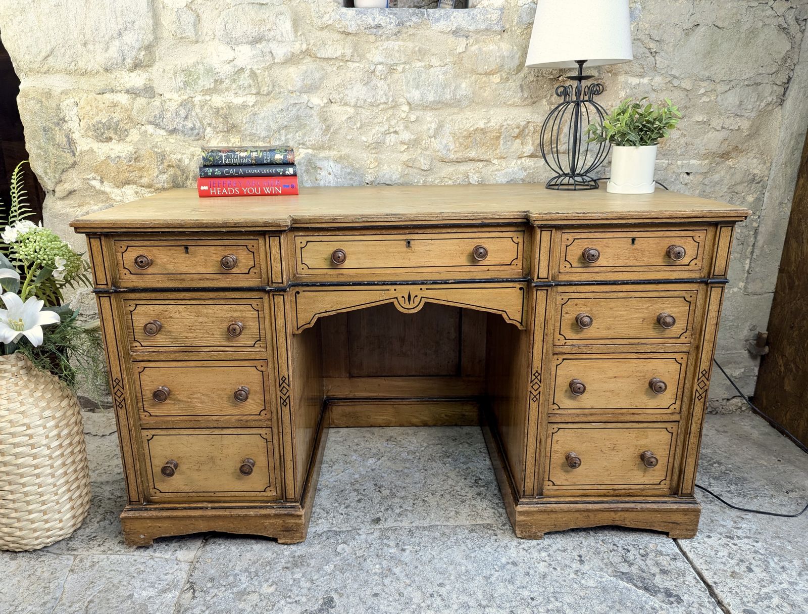 Victorian Ash Pedestal Desk   Arts & Crafts   Refinshed Top photo furniture