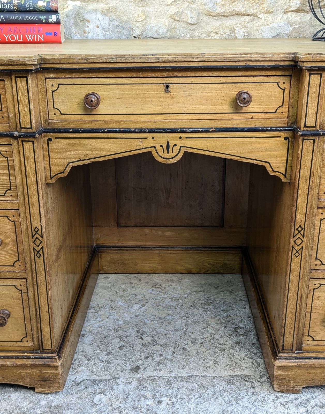 Victorian Ash Pedestal Desk   Arts & Crafts   Refinshed Top photo for sale