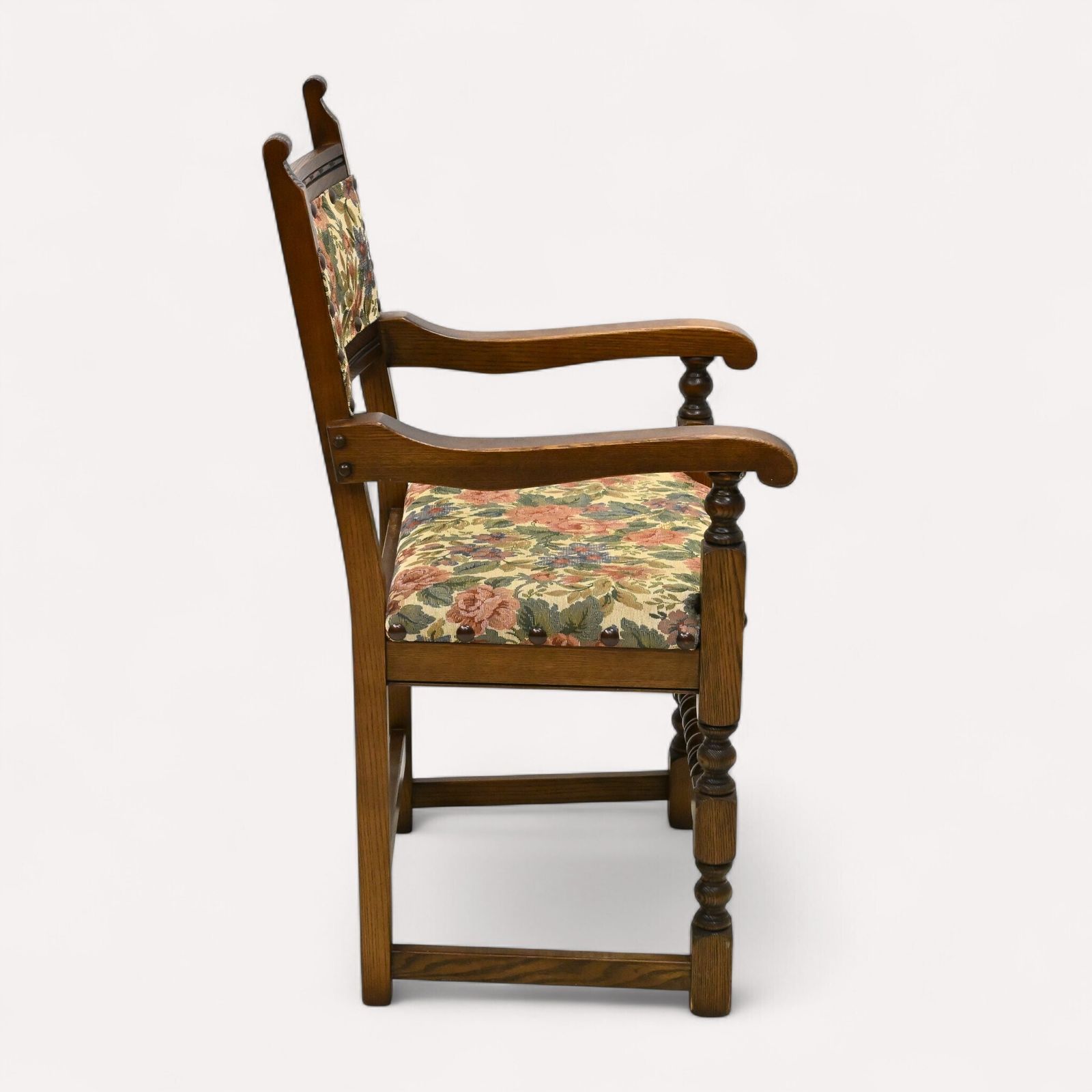 photo vintage 6 Old Charm Dining Chairs Light Oak Studded Upholstery Roxburgh Free Uk Delivery
