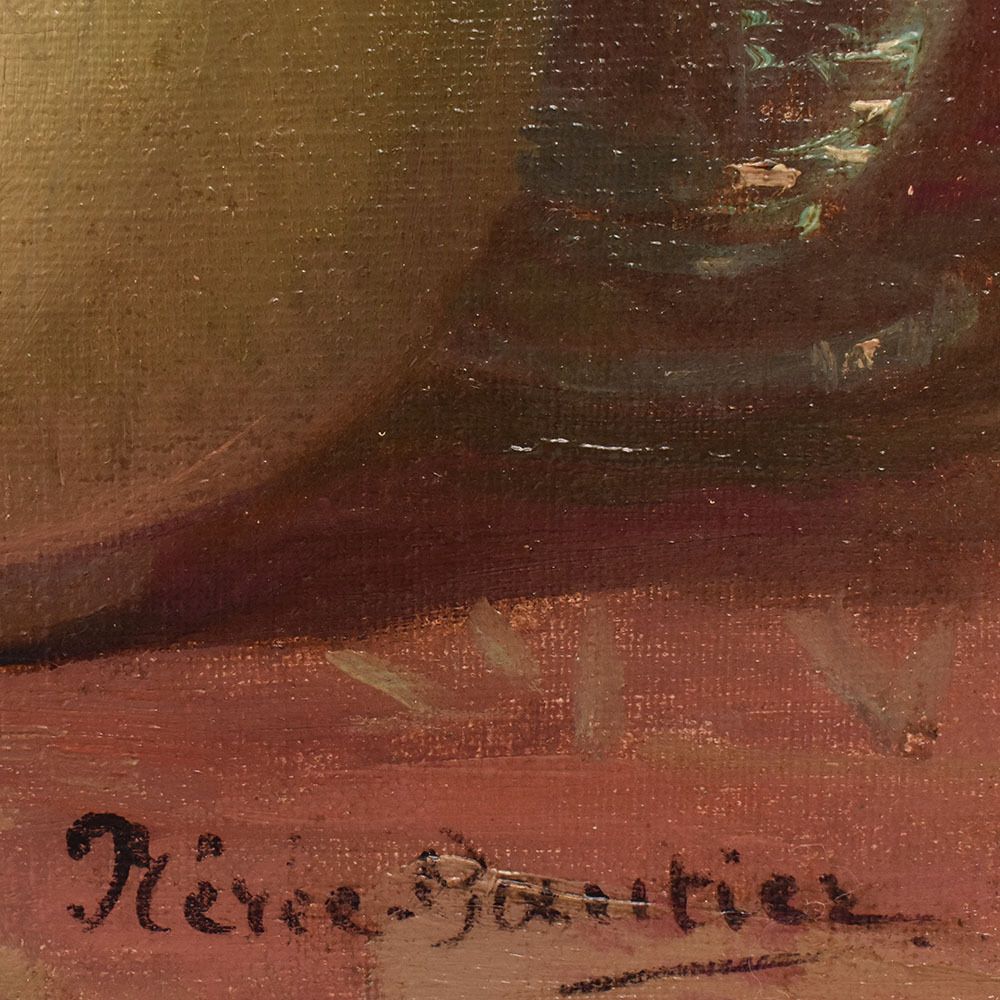 photo furniture Art Nouveau Still Life Painting, Roses Flowers, Oil On Canvas, XX. (Qf699)