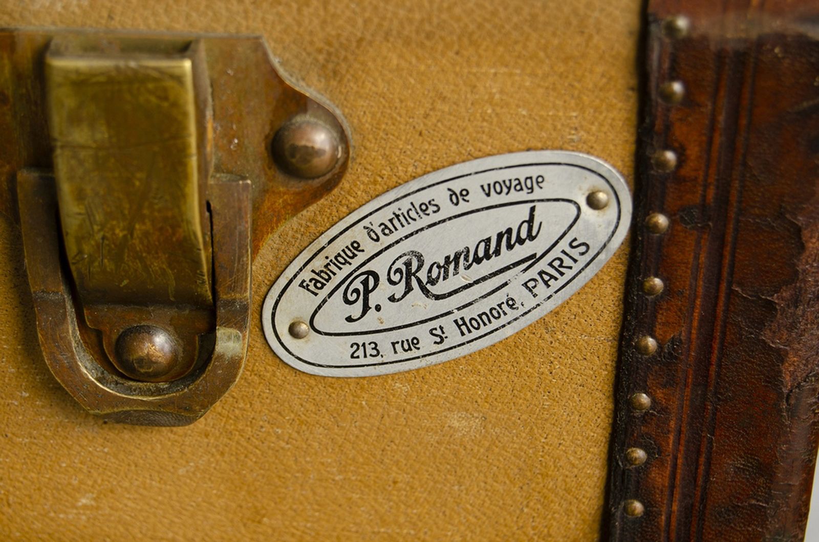 1900s Wooden Steamer Trunk With Brass And Leather Accents By Paul Romand, France photo 10200.0
