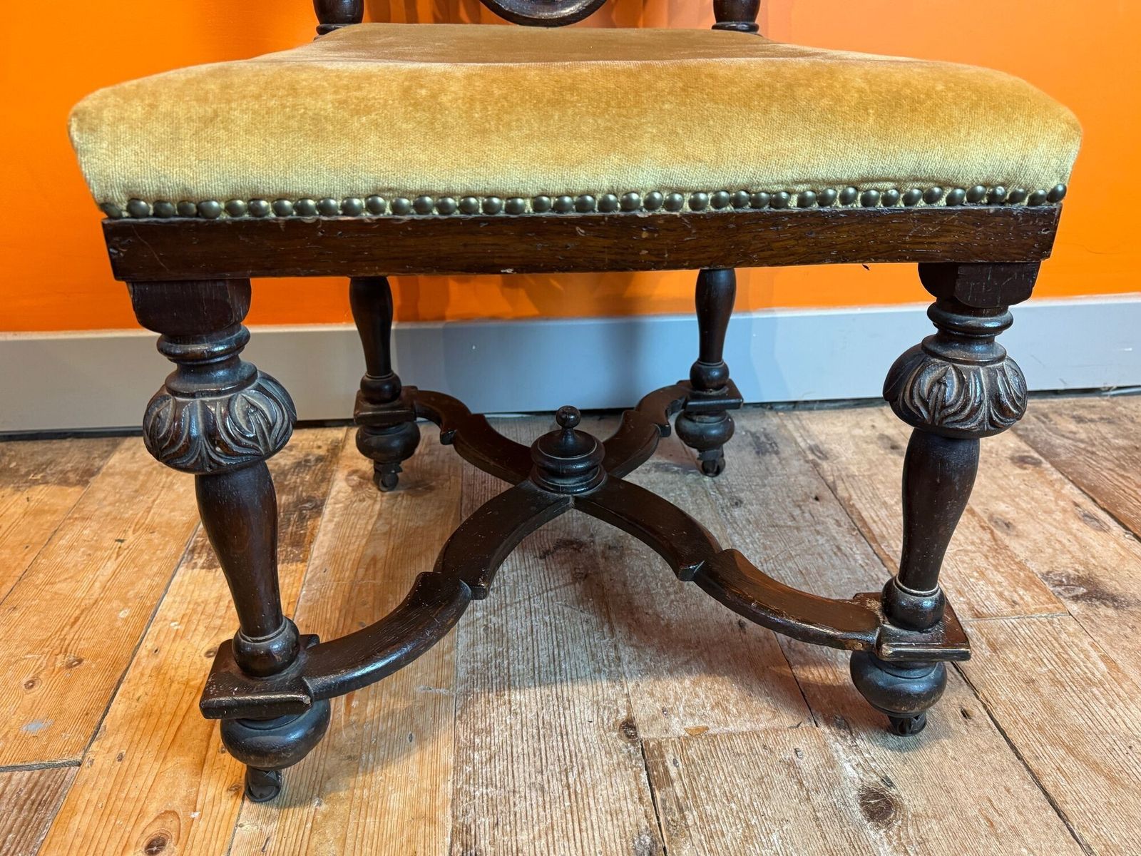 Victorian Carved Oak High Back Side Chair In Carolean Style photo Furniture
