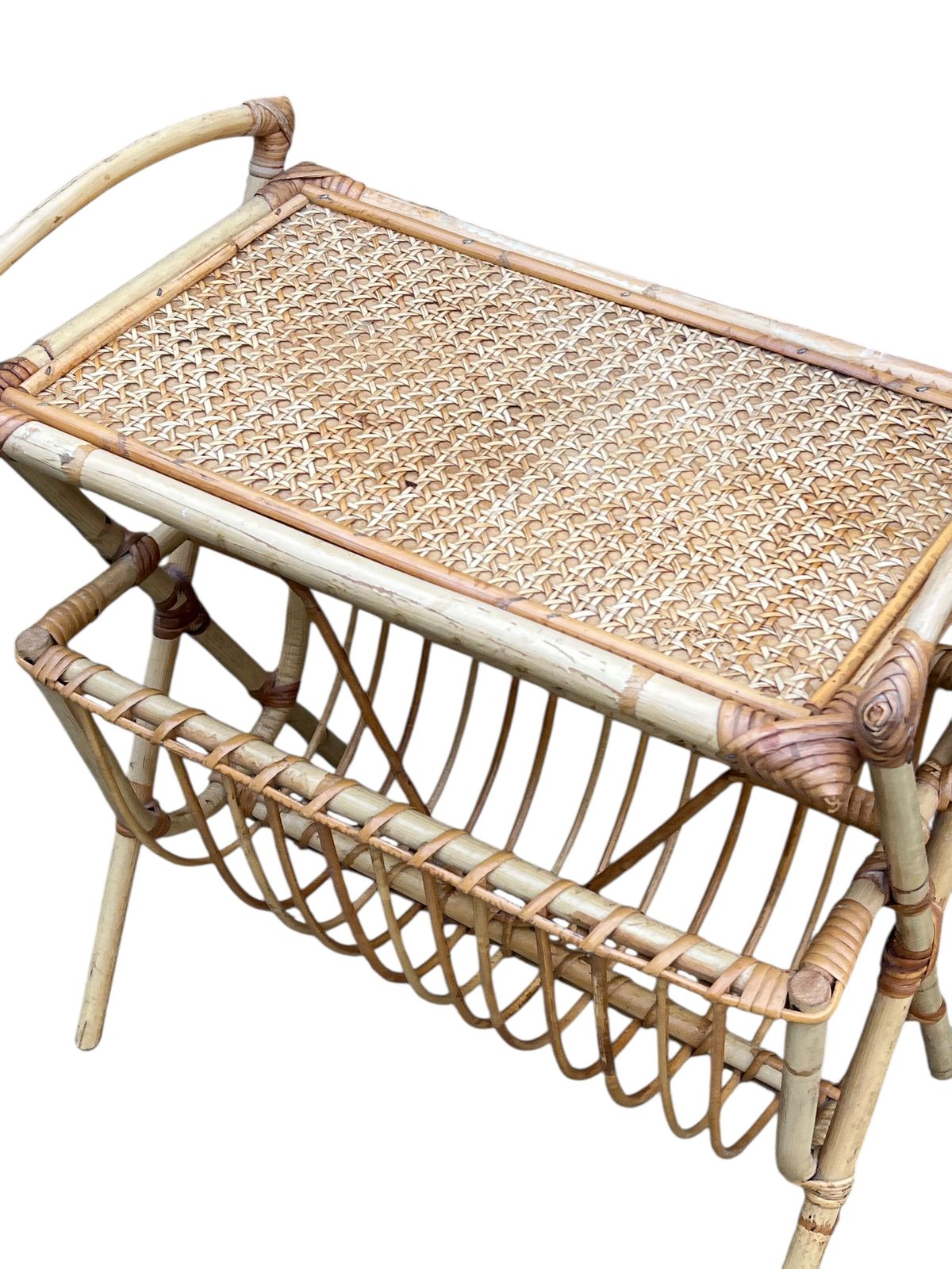 Mid Century Bamboo And Rattan Magazine Rack photo furniture