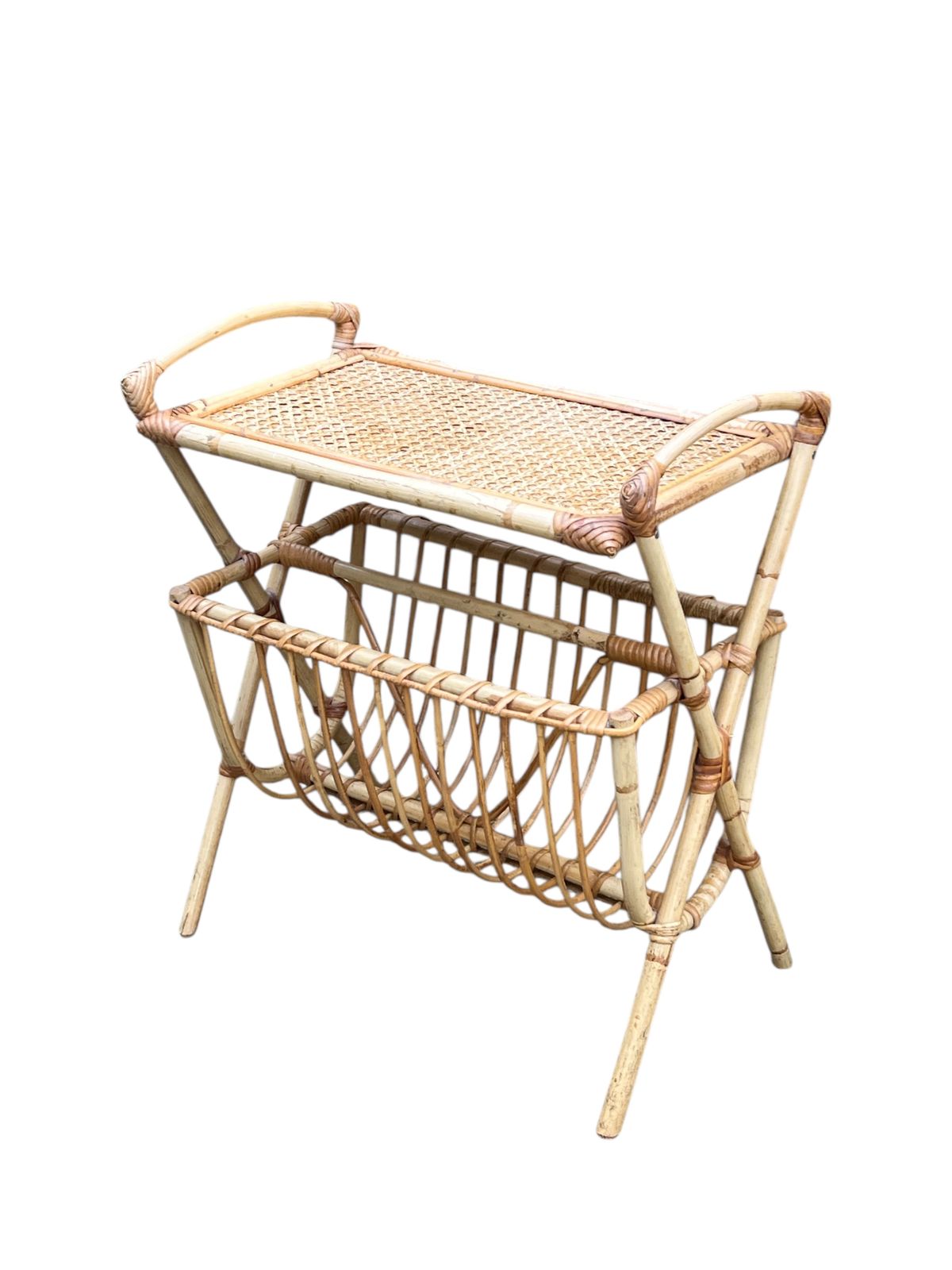 Mid Century Bamboo And Rattan Magazine Rack photo Home Decor