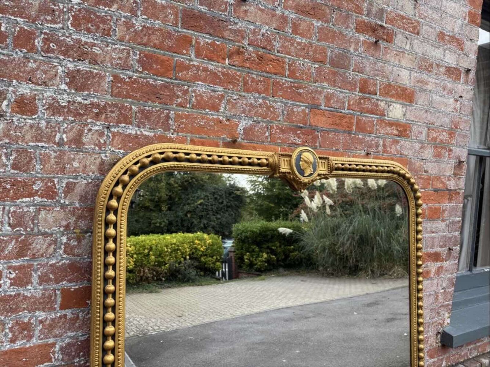 A Spectacular Large Antique English 19th Cgilt & Black Overmantle Mirror.T photo furniture