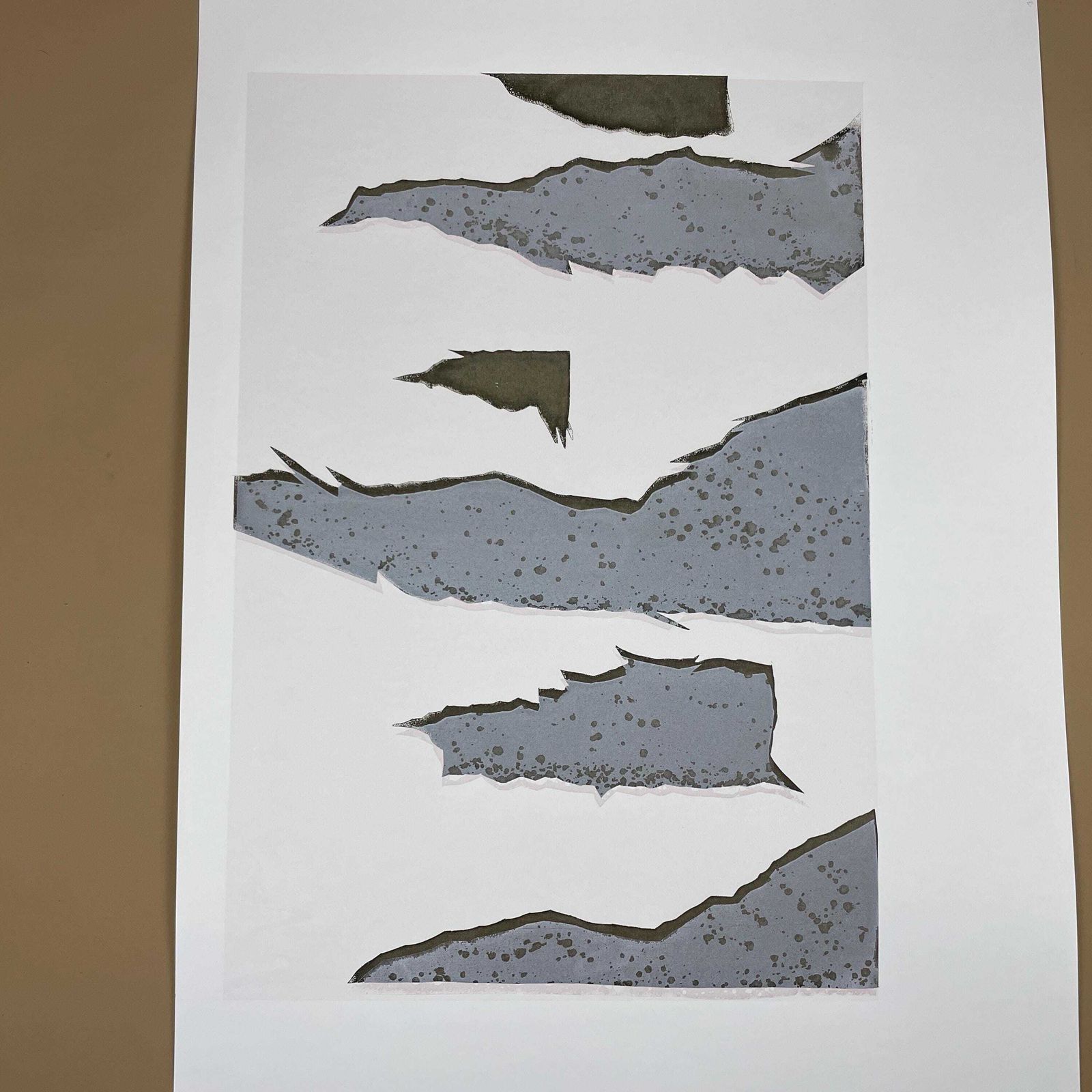 Original Abstract Screen Print Series Picture Artwork Prints Art Card Painting Layers Handmade Wall Paper Natural Grey Black photo furniture