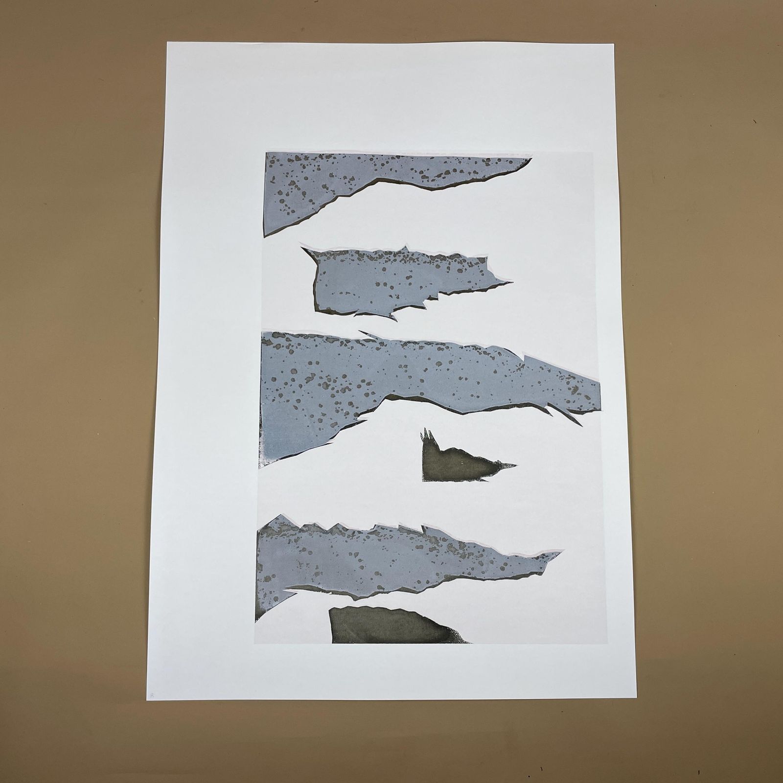 Original Abstract Screen Print Series Picture Artwork Prints Art Card Painting Layers Handmade Wall Paper Natural Grey Black