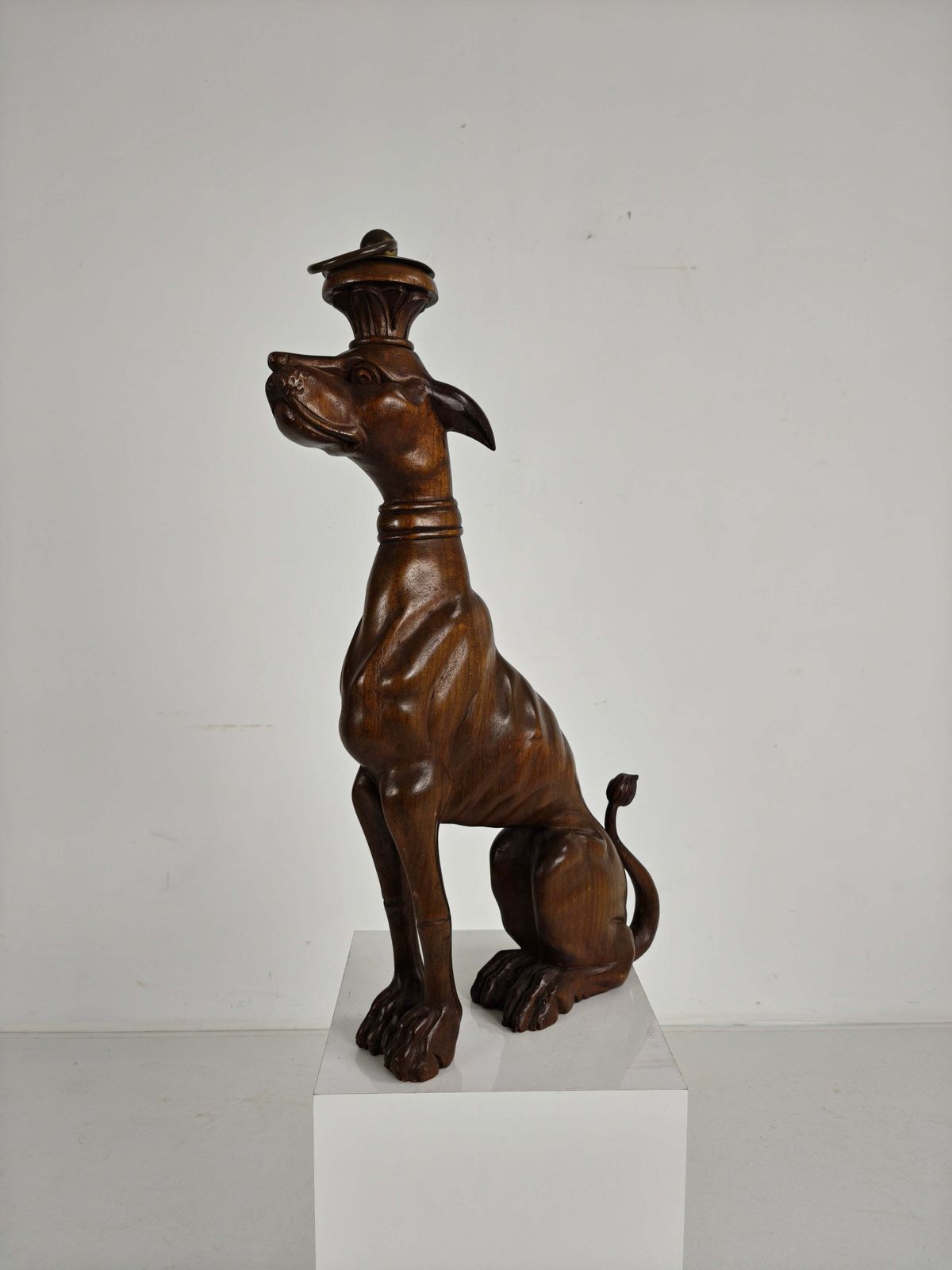 Hand Carved Wooden Greyhound Statue  20th Century photo Art