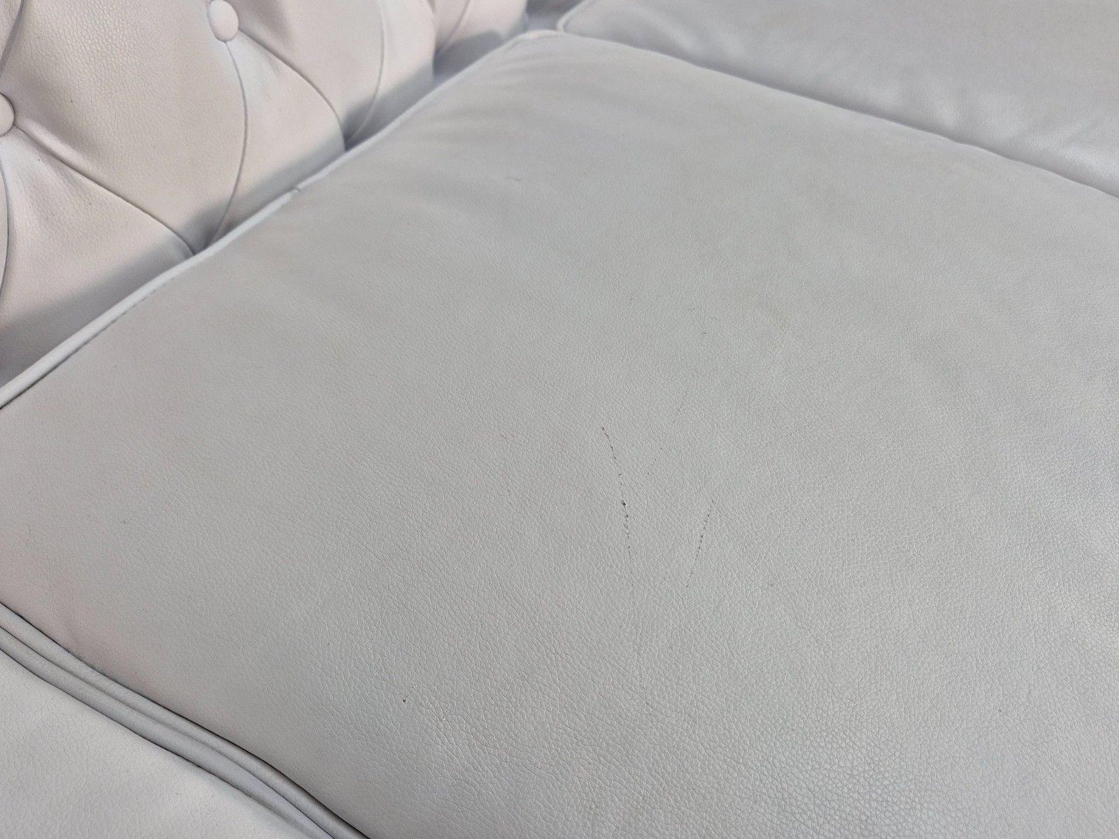photo for sale Vintage Faux Leather White Chesterfield Three Seater Retro Sofa Eb10450 Vche