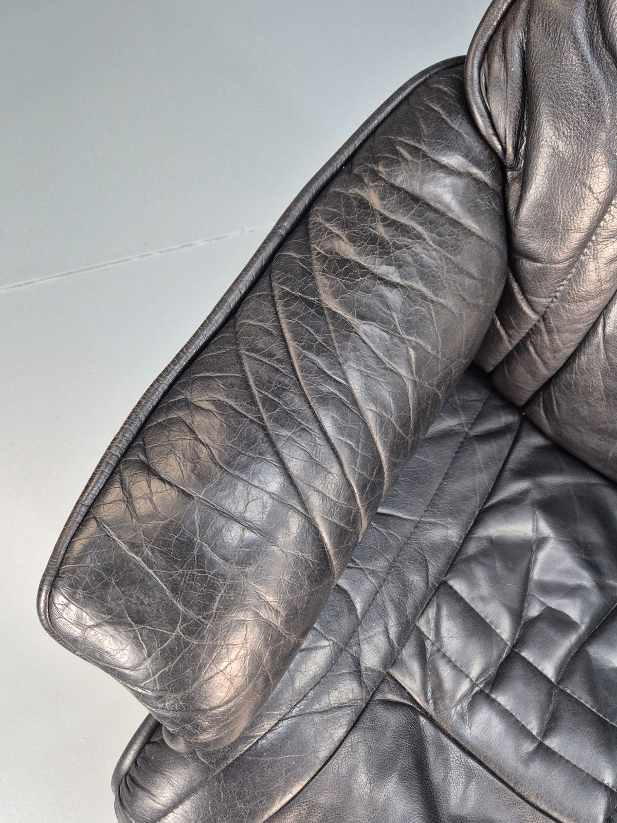 125.0 Vintage Danish Leather Swivel Recline Lounge Chair 1980s Retro Eb10437 Mswi photo