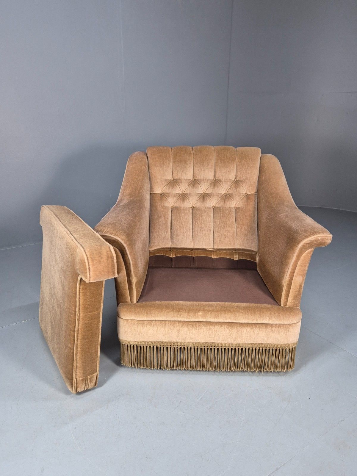 Vintage Danish Green Velour 1970s Lounge Chair Retro Mcm Eb10425 Mnor photo vinterior