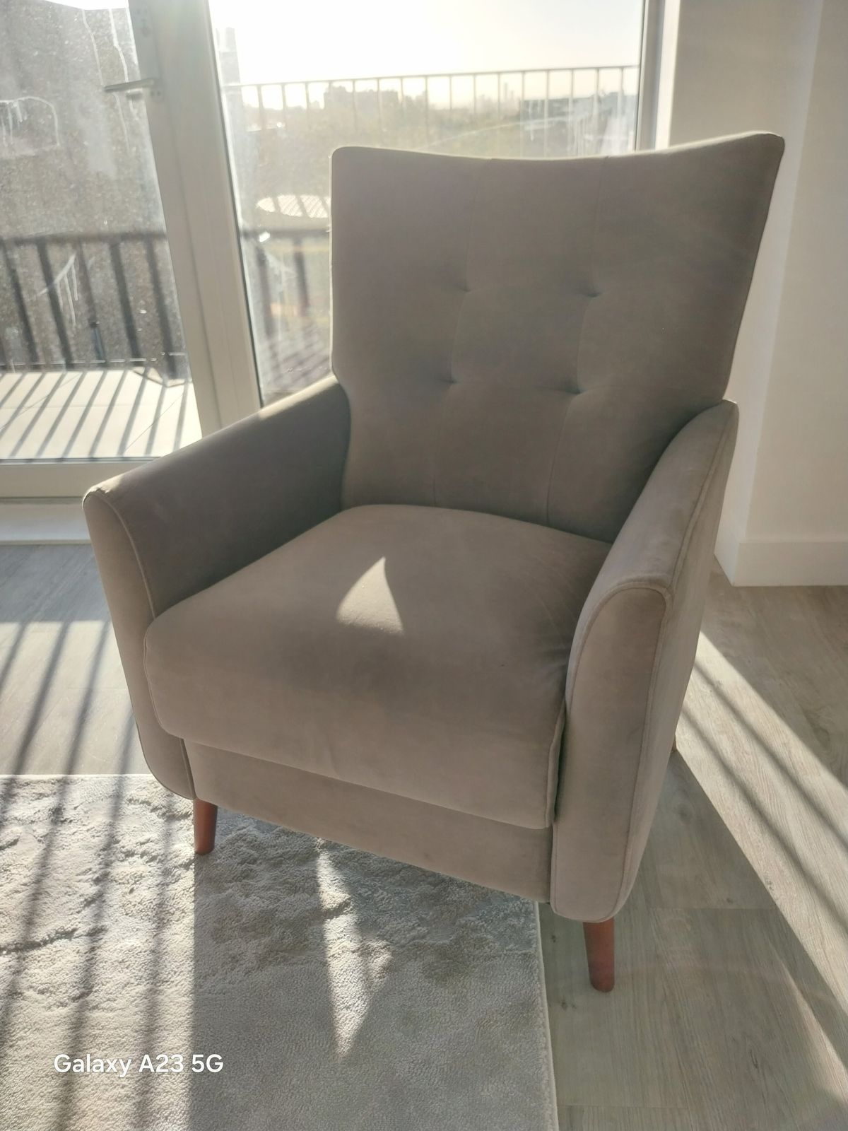 Mink Luxury Armchair   Rose Wood Legs photo for sale