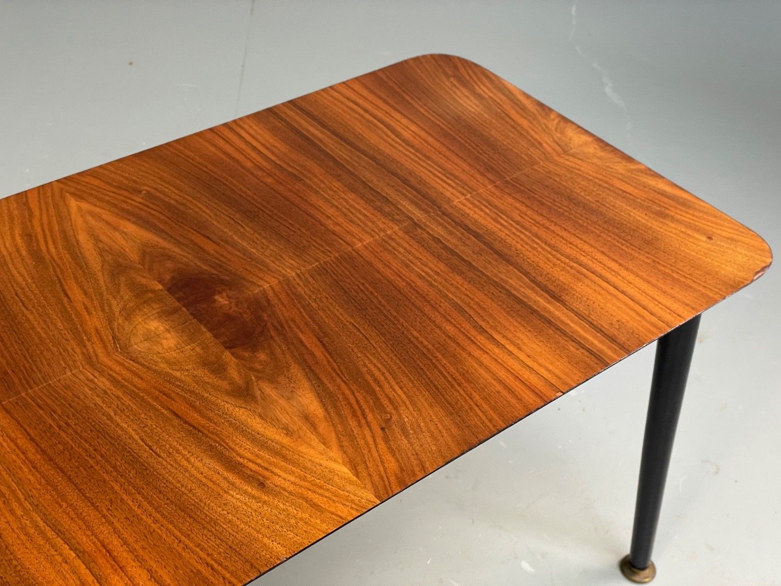 Mid Century Walnut Plywood Coffee Table Black Legs 1960s Vintage Eb10239 Mwoo photo 200.0