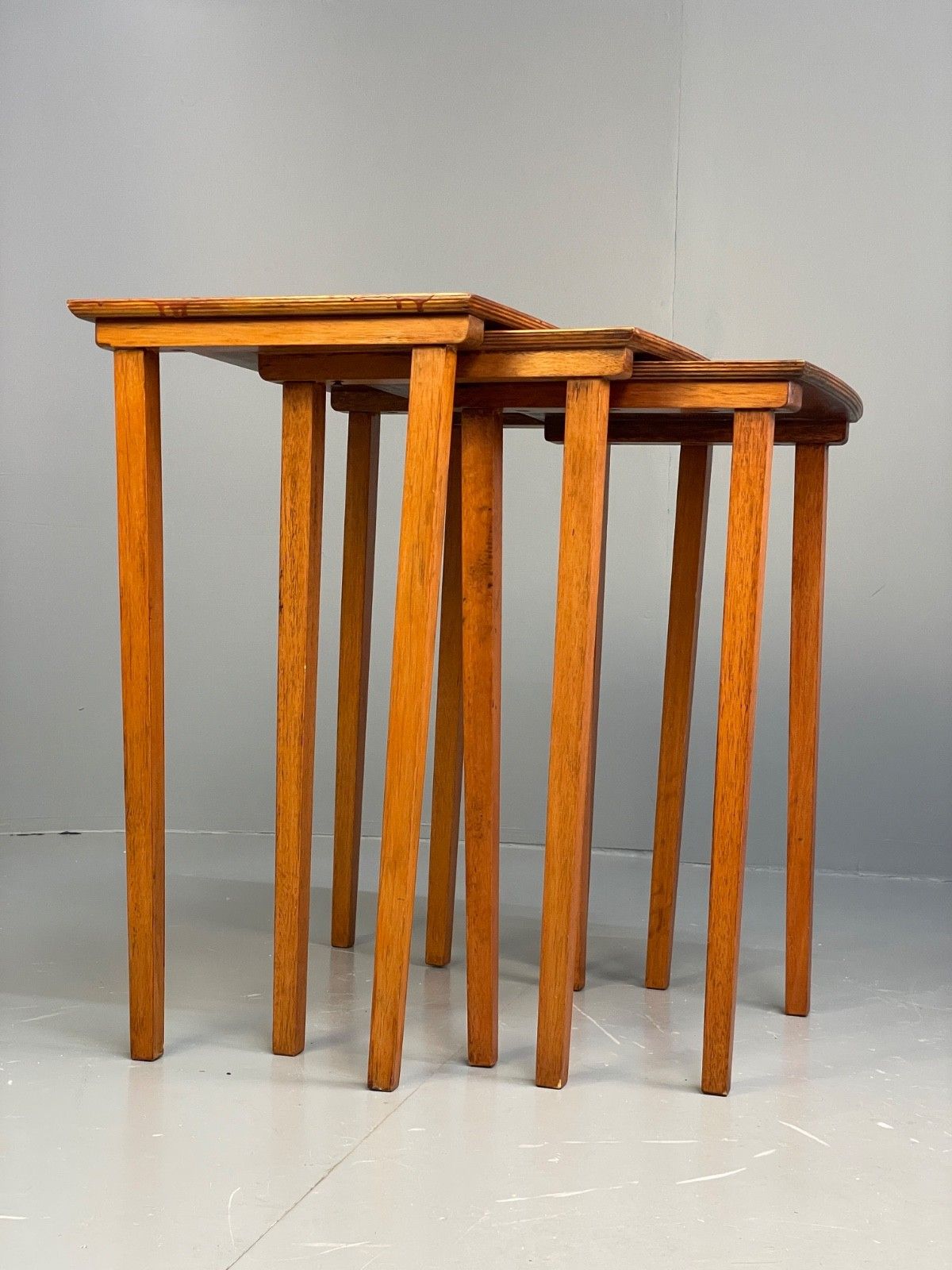 Vintage Walnut Nesting Tables Plywood 1970s Retro Eb10238 Mwoo photo buy