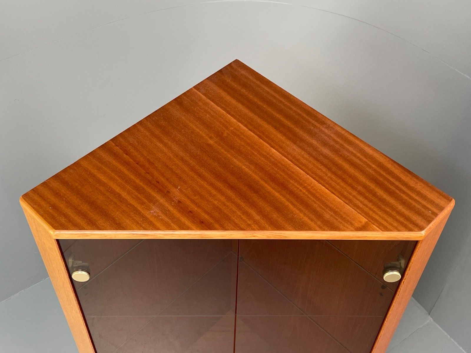 Vintage Teak Corner Cabinet Smoked Glass 1970s Turnidge Of London  Eb10017 Mwoo photo vintage