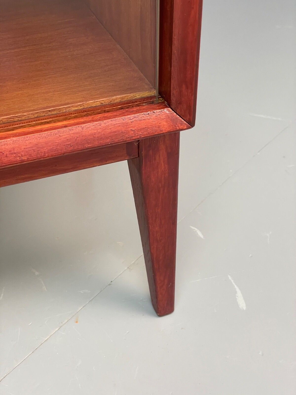 photo for sale Vintage 1960s Oak Bookcase Red Stained Glazed Front Adjustable Shelf Eb9763 Mwoo