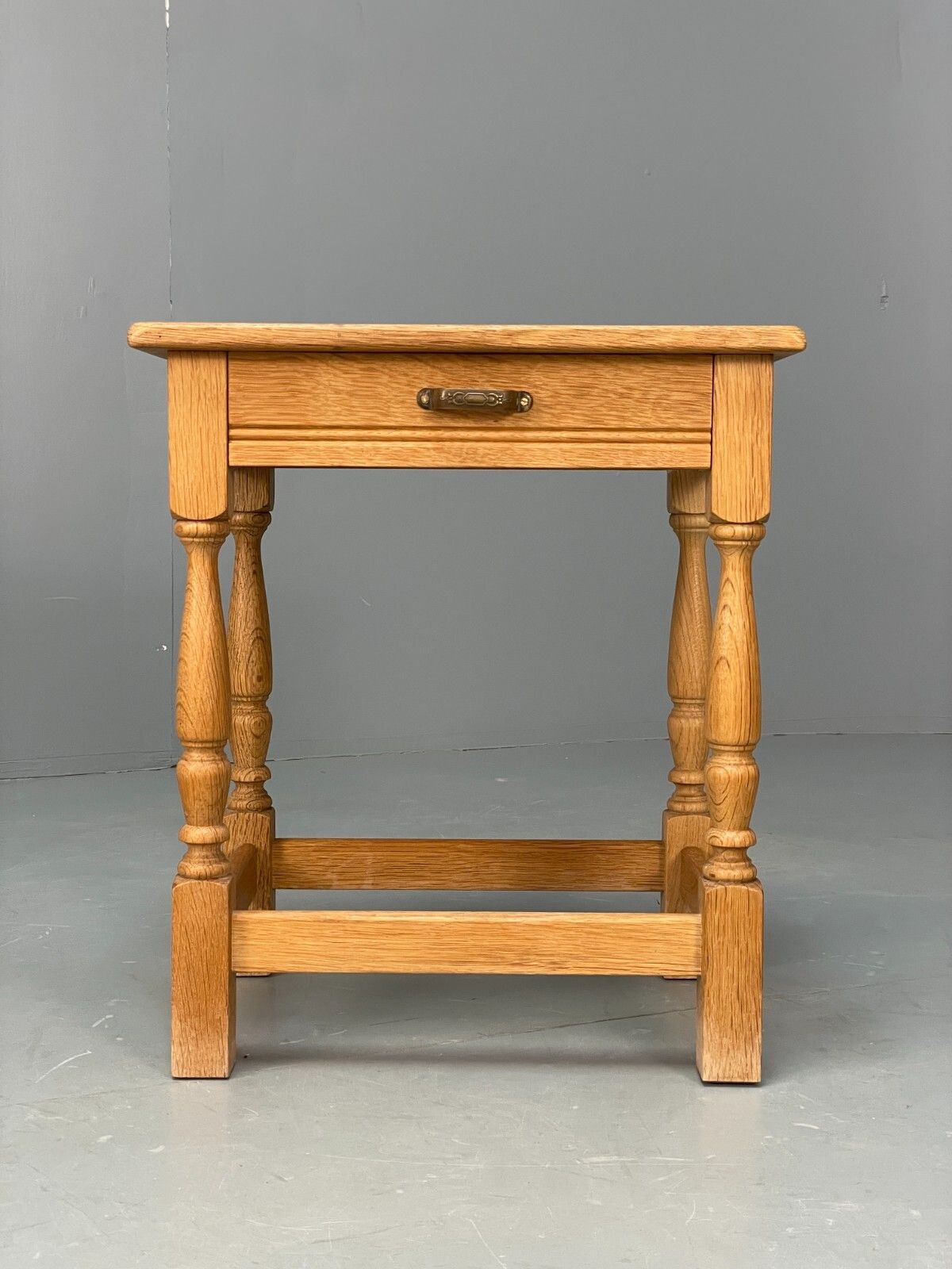 Vintage Oak Bedside Table With Drawer Traditional Carved Danish Made Eb9365 Mwoo photo for sale