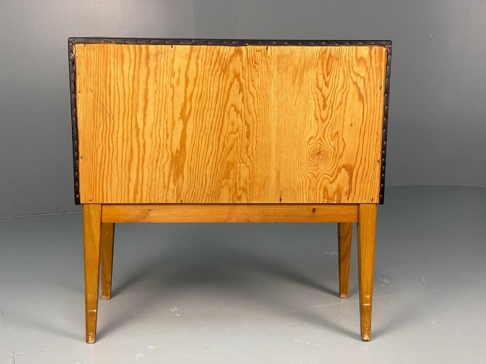 photo for sale Vintage Bedside Cabinet Oak Studded Vinyl 1950s Mid Century Drawers Eb7954 Mwoo