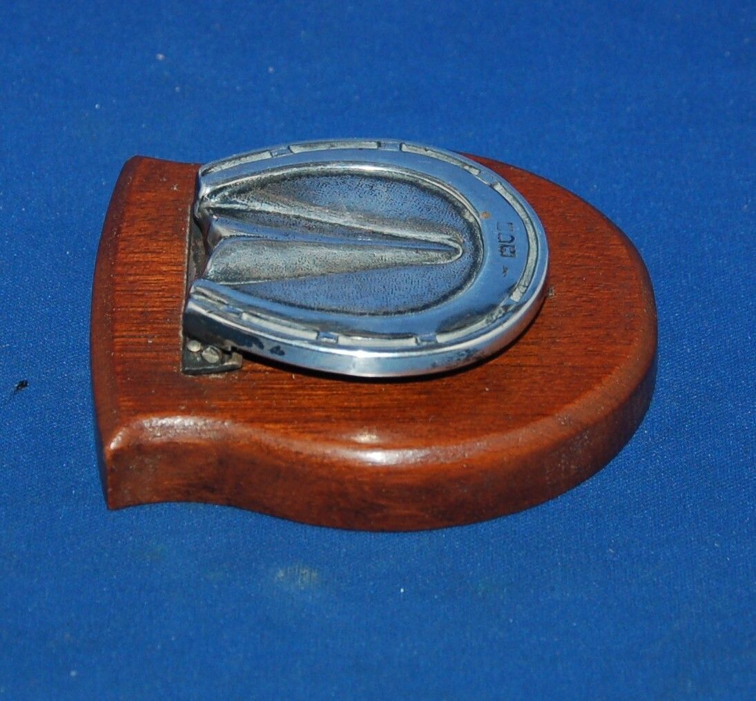 An Antique Silver And Oak Horse Hoof And Shoe Desktop Letter Clip photo Home Decor