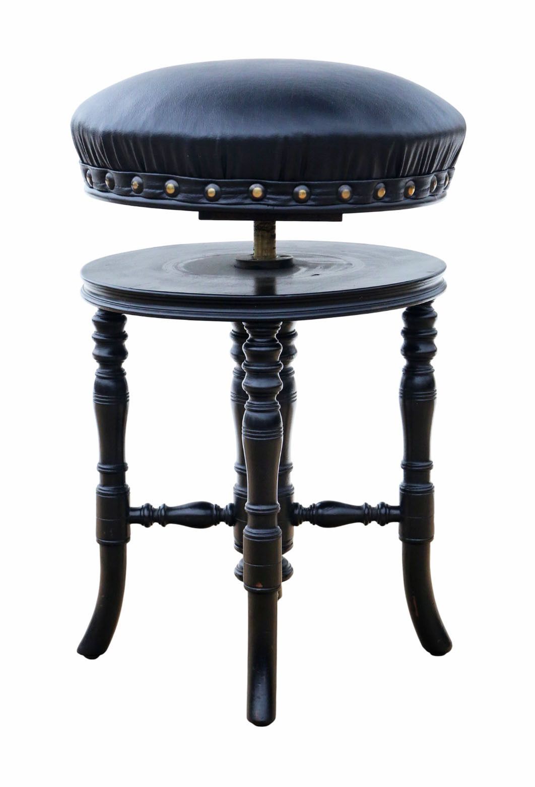 Antique 19th Century Ebonised Mahogany Revolving Adjustable Piano Stool – Fine Quality photo for sale
