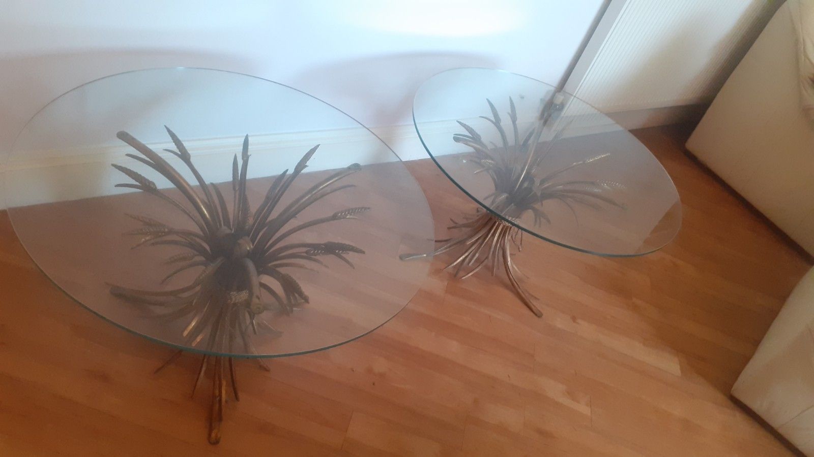 photo furniture Stunning Pair Of Original Gilt Wheat Side Tables Hollywood Regency Chanel Style