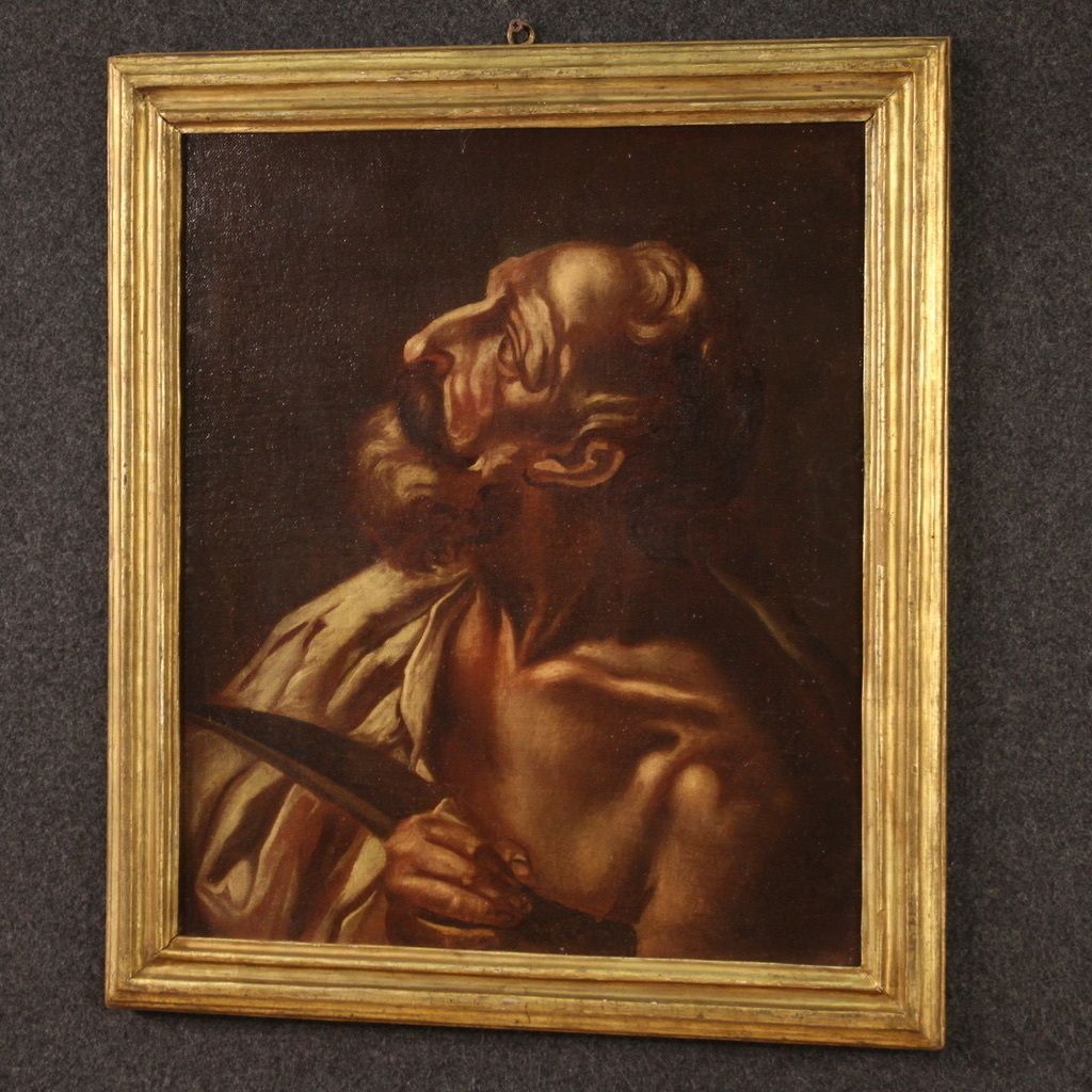 Antique Religious Painting From 17th Century, Saint Bartholomew photo buy