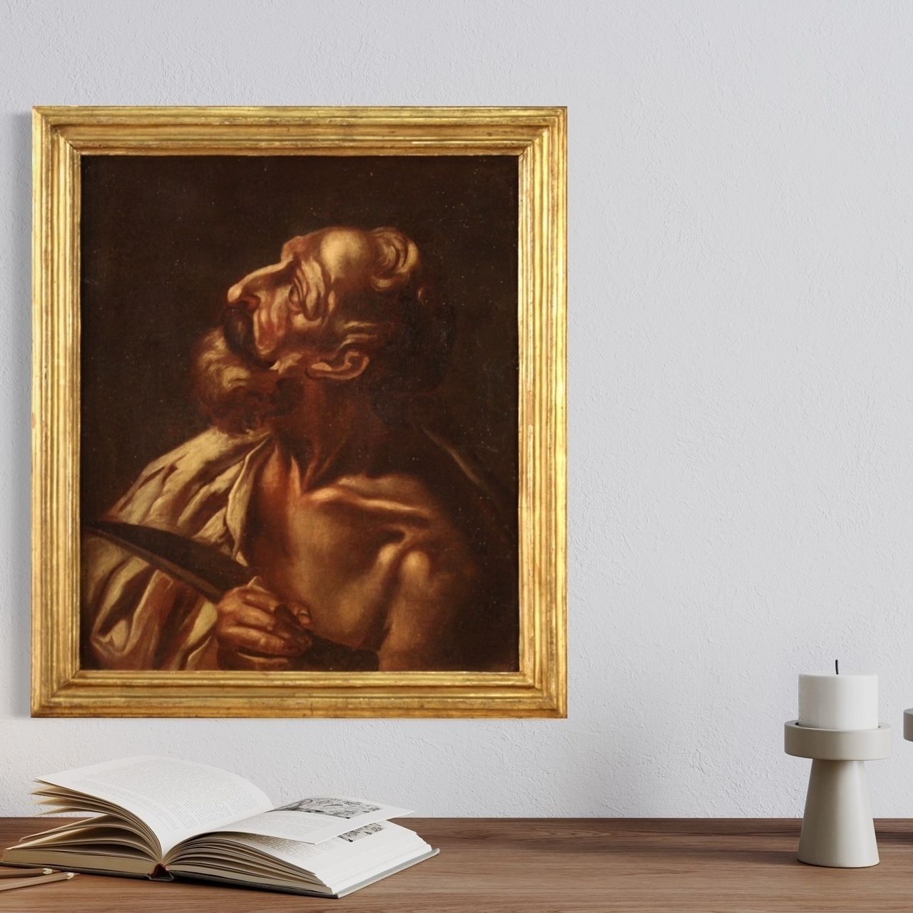 photo furniture Antique Religious Painting From 17th Century, Saint Bartholomew
