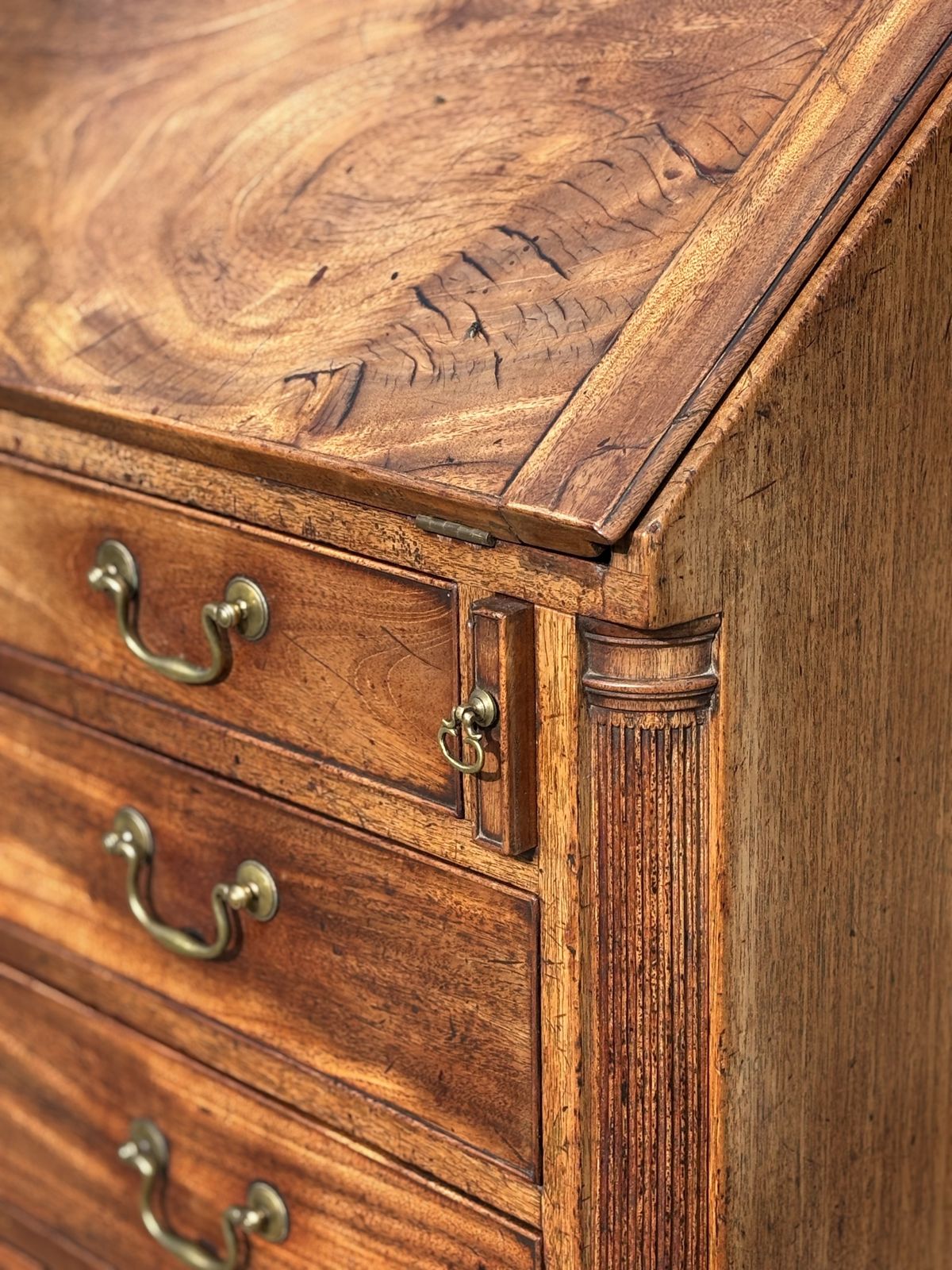Untouched 18th Century George III Period Mahogany Bureau photo furniture