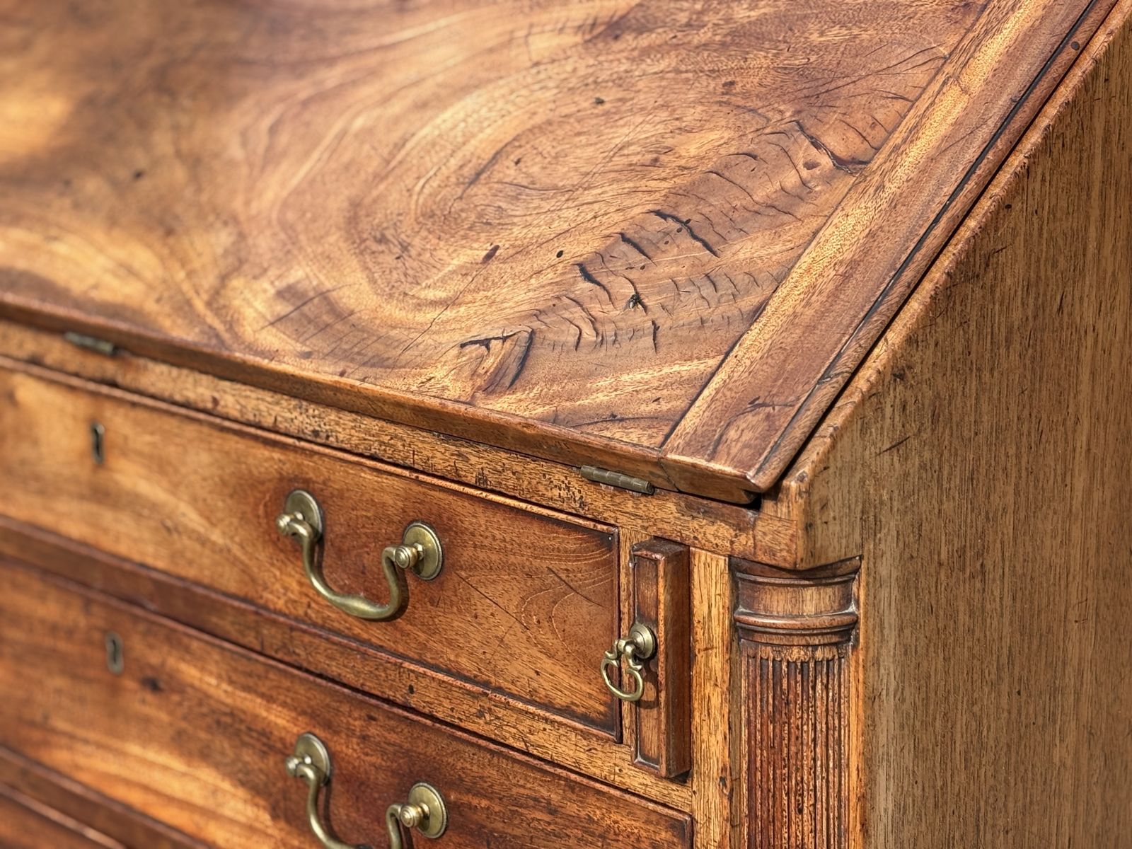 Untouched 18th Century George III Period Mahogany Bureau photo buy